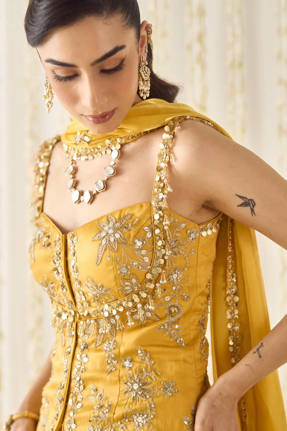 Mustard Peplum and Lehenga sold by Market product image thumbnail 5