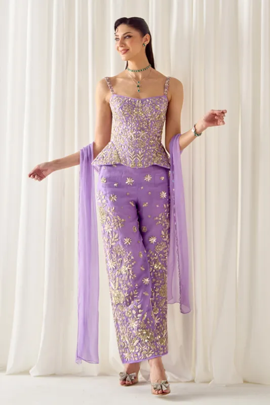 Lavender Co-ord Set with Dupatta made by Market