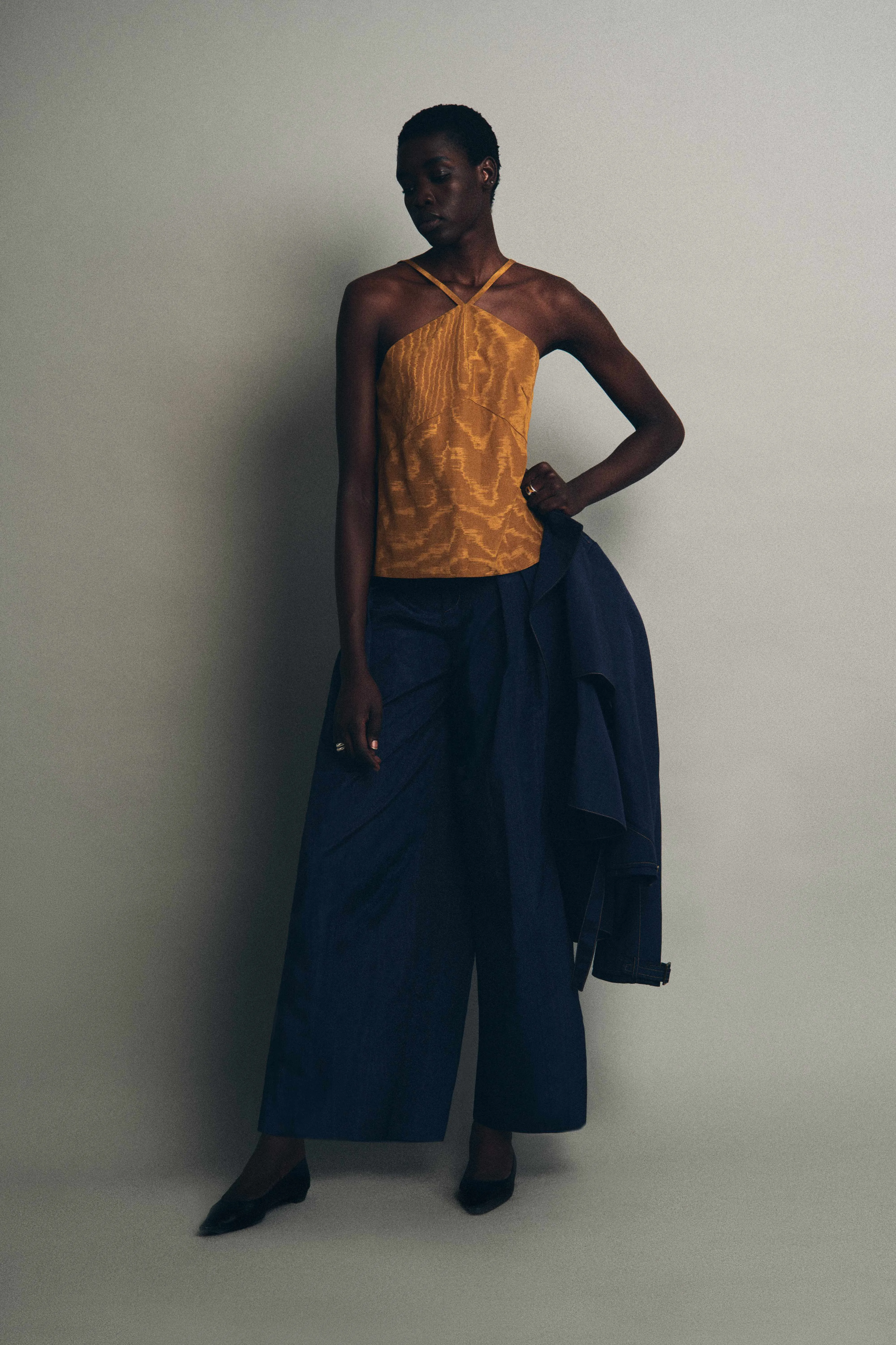 Flying V Top in Moire Tracee sold by Rosie Assoulin