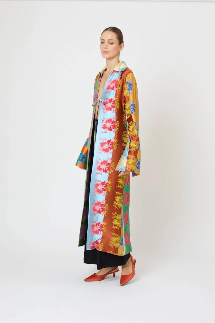 Long For You Duster Jacket in Hibiscus Jacquard Silk Stripe sold by Rosie Assoulin product image thumbnail 4