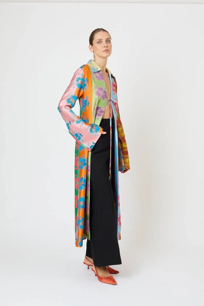 Long For You Duster Jacket in Hibiscus Jacquard Silk Stripe sold by Rosie Assoulin product image thumbnail 5