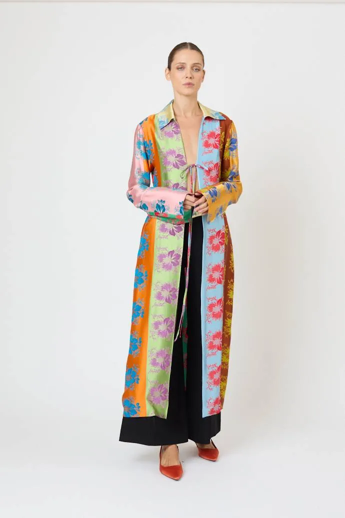 Long For You Duster Jacket in Hibiscus Jacquard Silk Stripe sold by Rosie Assoulin product image thumbnail 2