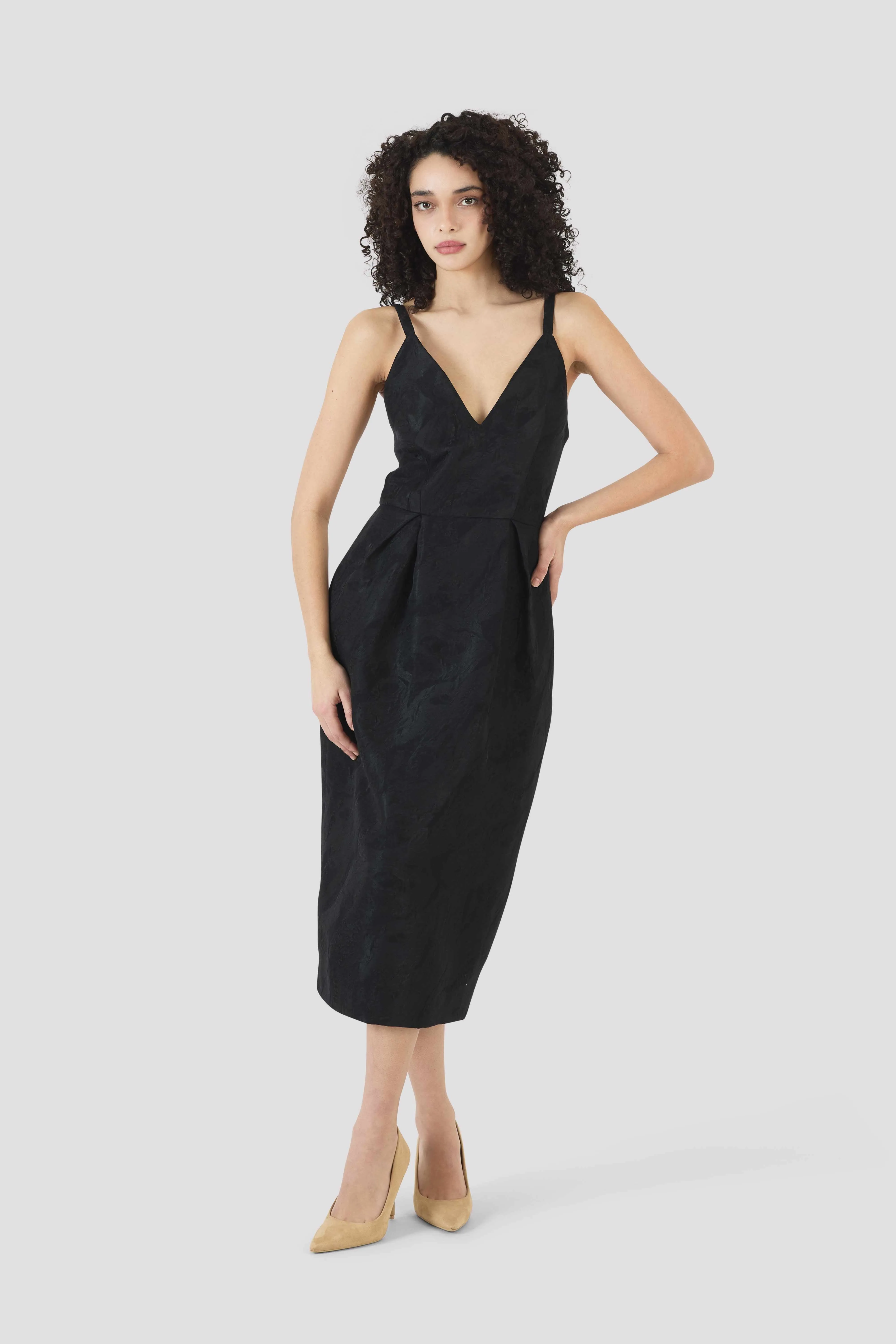 Tulip Waist Dress in Textured Jacquard sold by Rosie Assoulin product image thumbnail 4