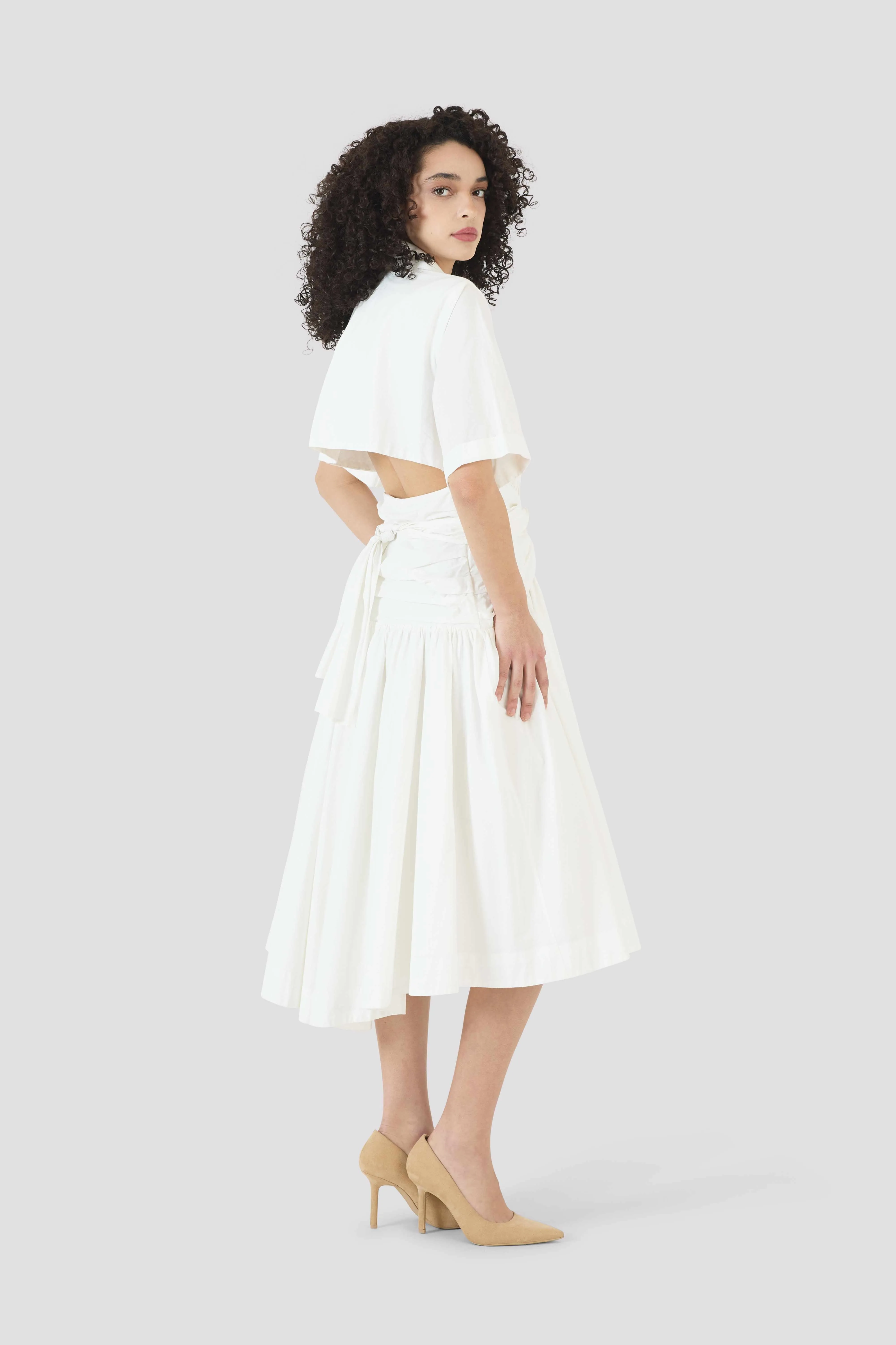 Tie Shirt Dress in Cotton Poplin sold by Rosie Assoulin product image thumbnail 5
