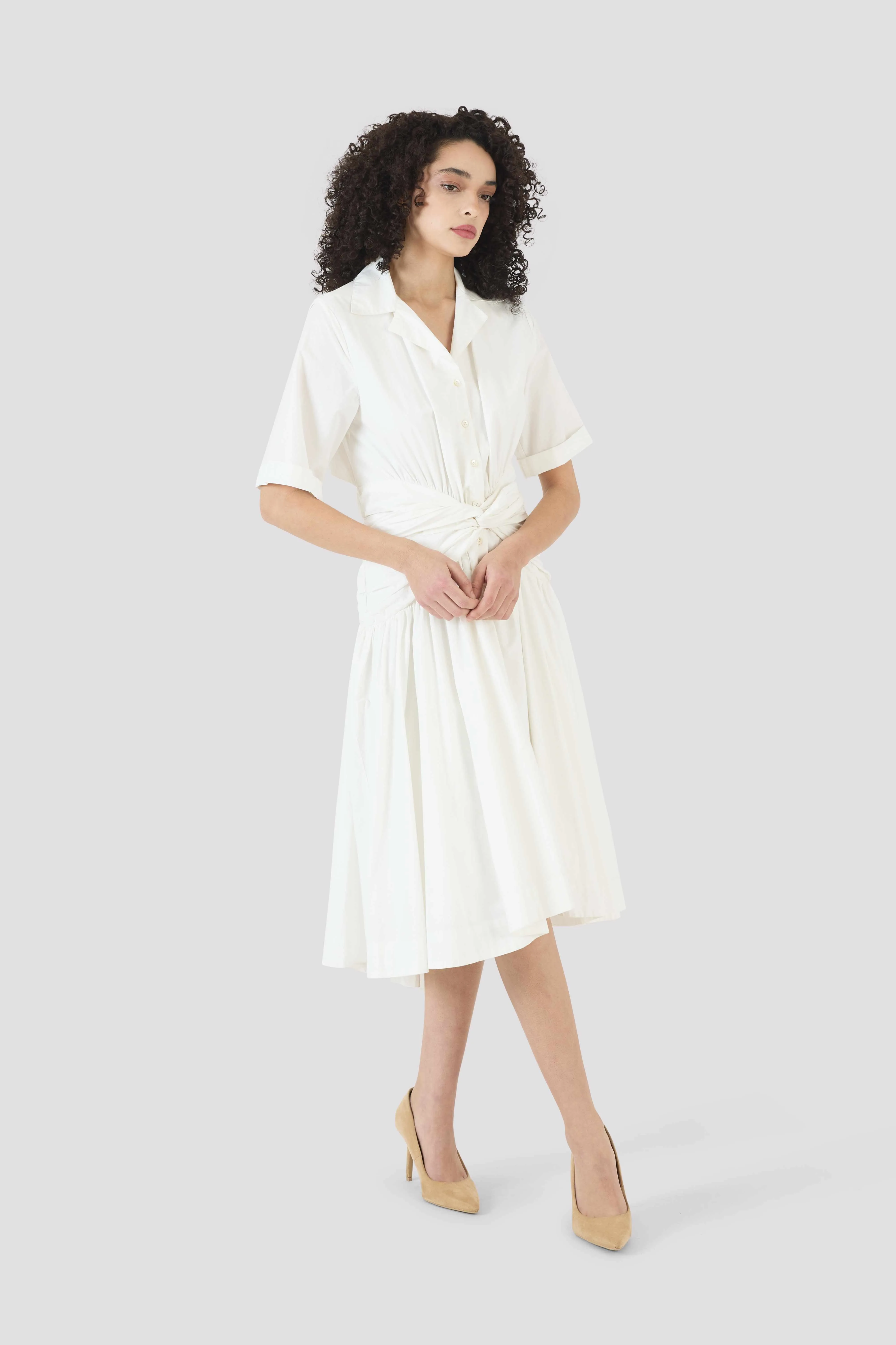Tie Shirt Dress in Cotton Poplin sold by Rosie Assoulin product image thumbnail 4
