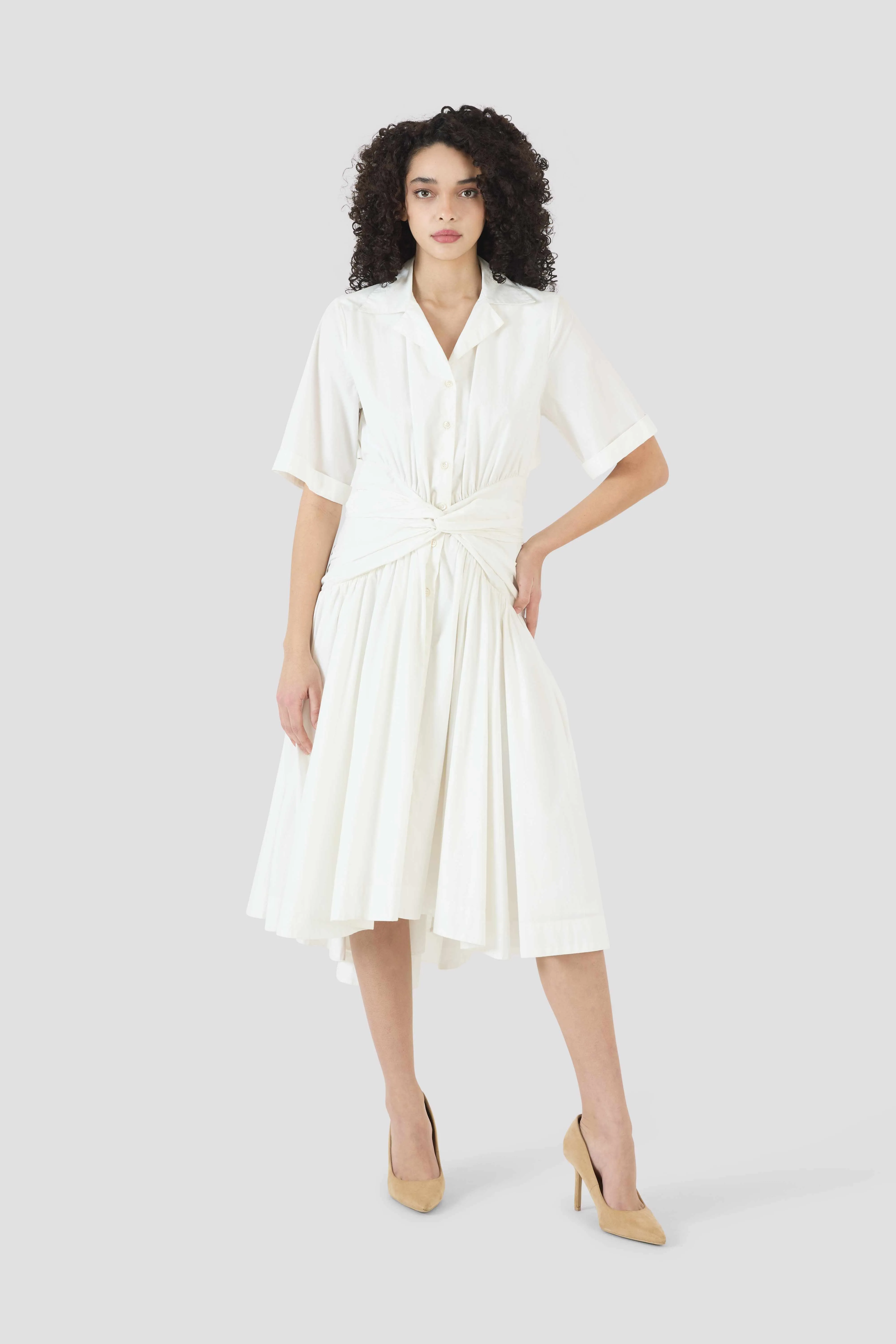 Tie Shirt Dress in Cotton Poplin sold by Rosie Assoulin product image thumbnail 3