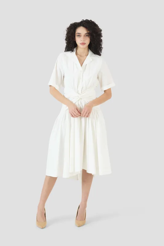 Tie Shirt Dress in Cotton Poplin made by Rosie Assoulin