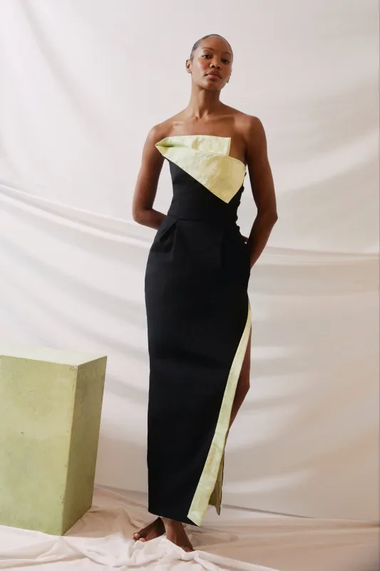 Peep Lapel Gown in Ridged Cotton made by Rosie Assoulin
