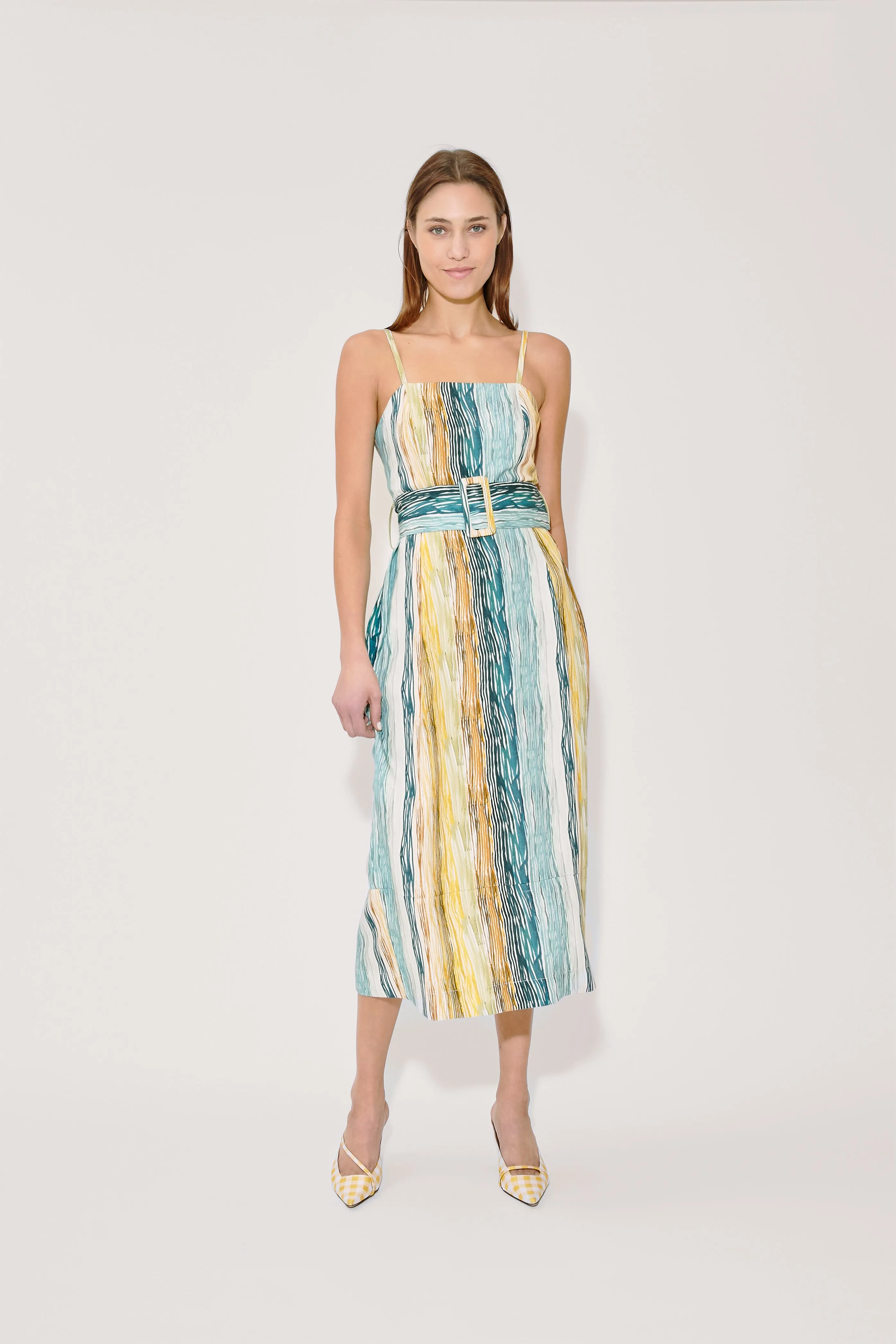 Artichoke Dress w/ Belt in Stripe Twill sold by Rosie Assoulin product image thumbnail 3