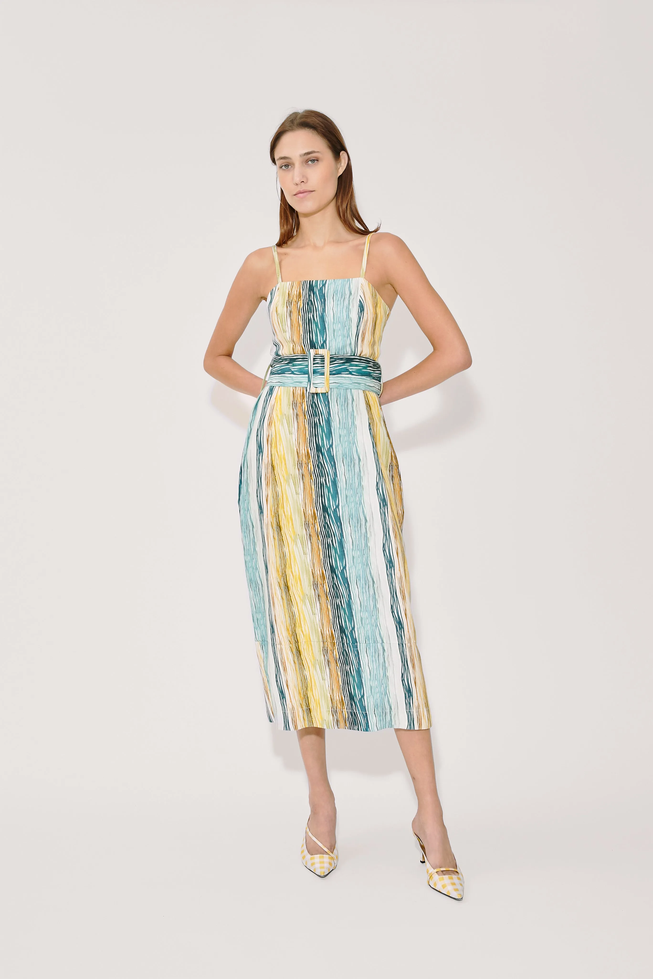 Artichoke Dress w/ Belt in Stripe Twill sold by Rosie Assoulin product image thumbnail 4