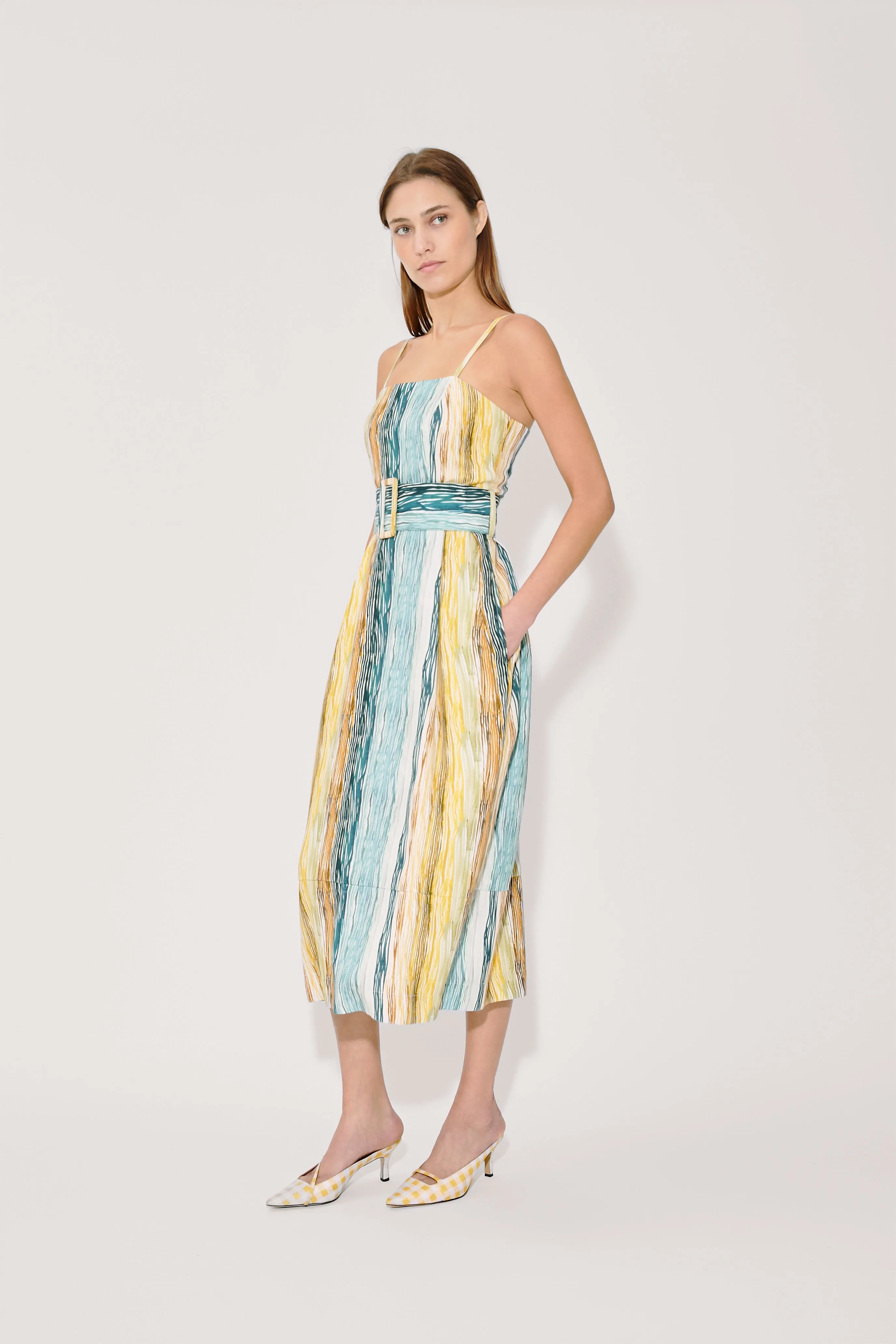 Artichoke Dress w/ Belt in Stripe Twill sold by Rosie Assoulin product image thumbnail 5