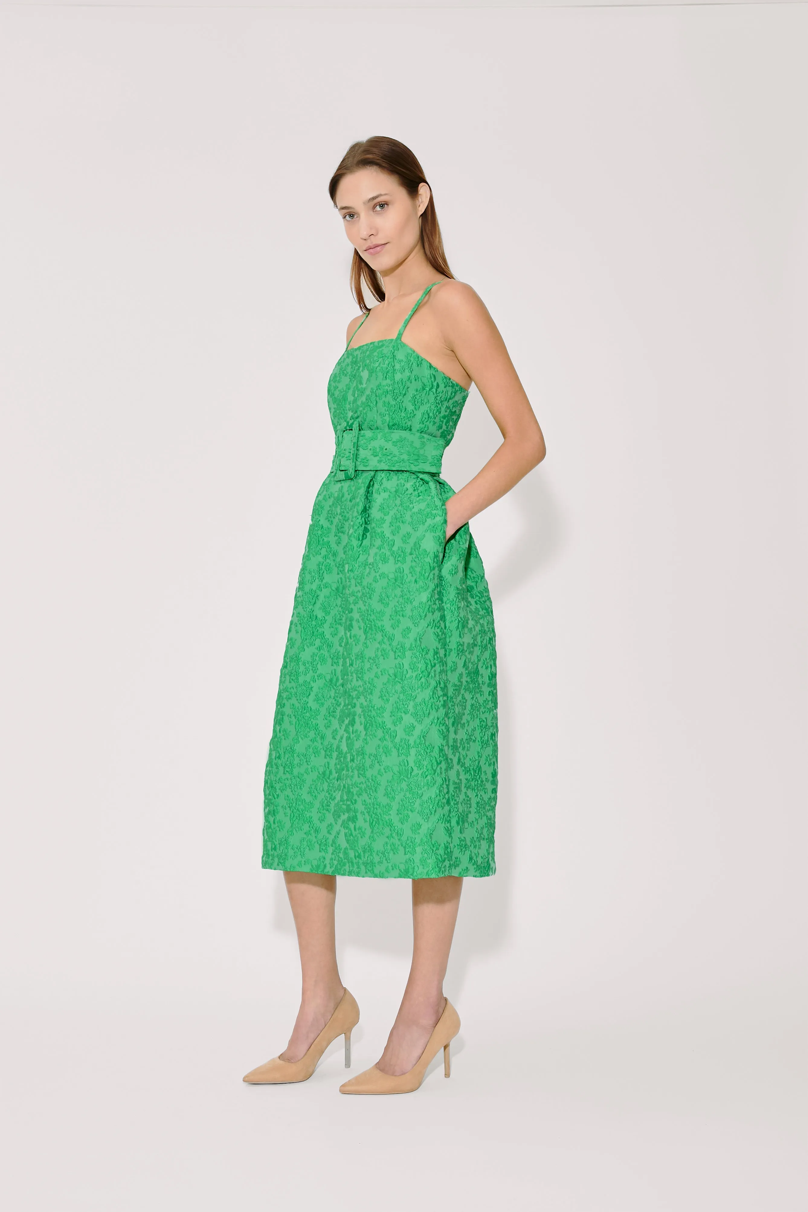 Artichoke Dress w/ Belt in Wildflower Cloque sold by Rosie Assoulin product image thumbnail 5