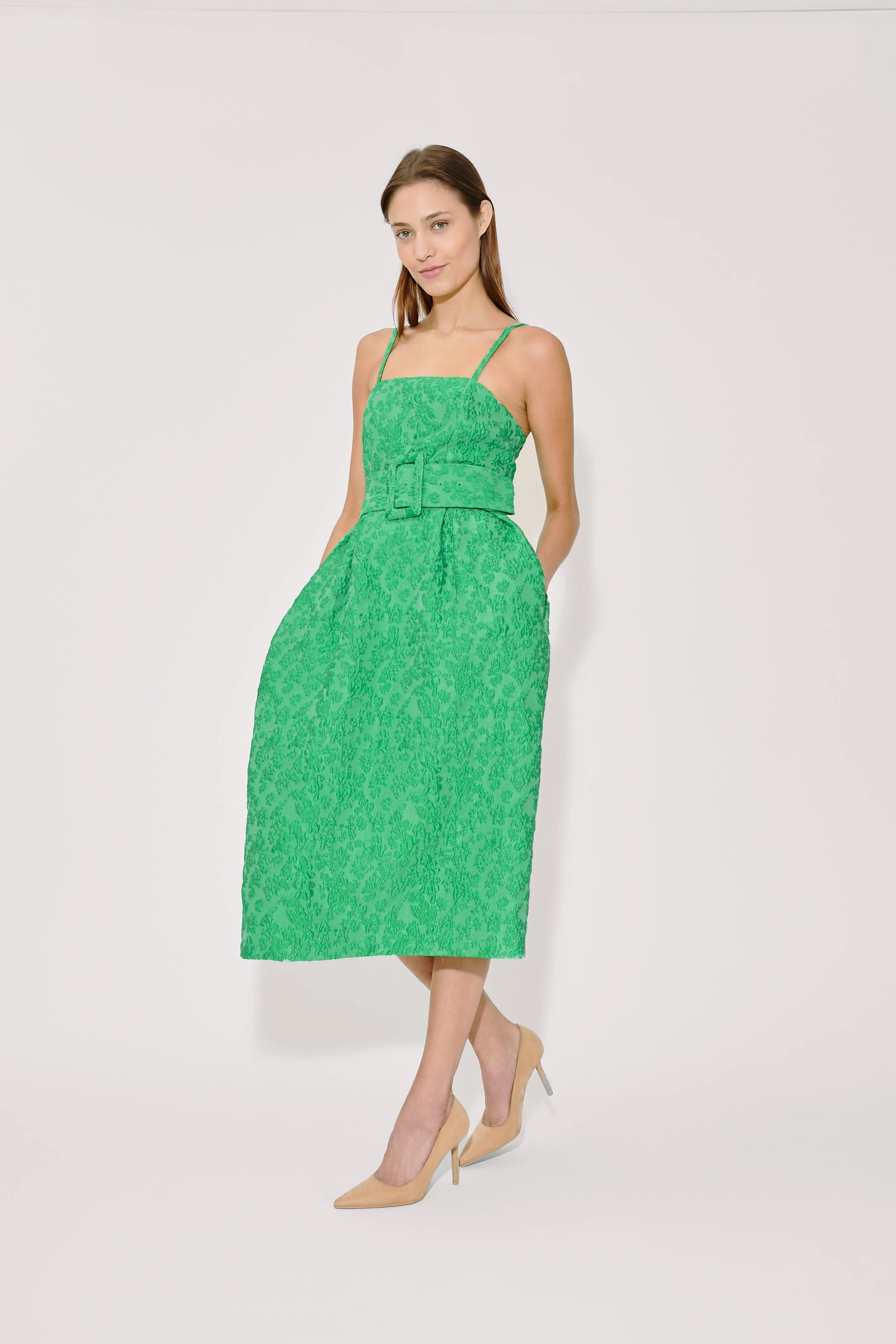 Artichoke Dress w/ Belt in Wildflower Cloque sold by Rosie Assoulin product image thumbnail 4