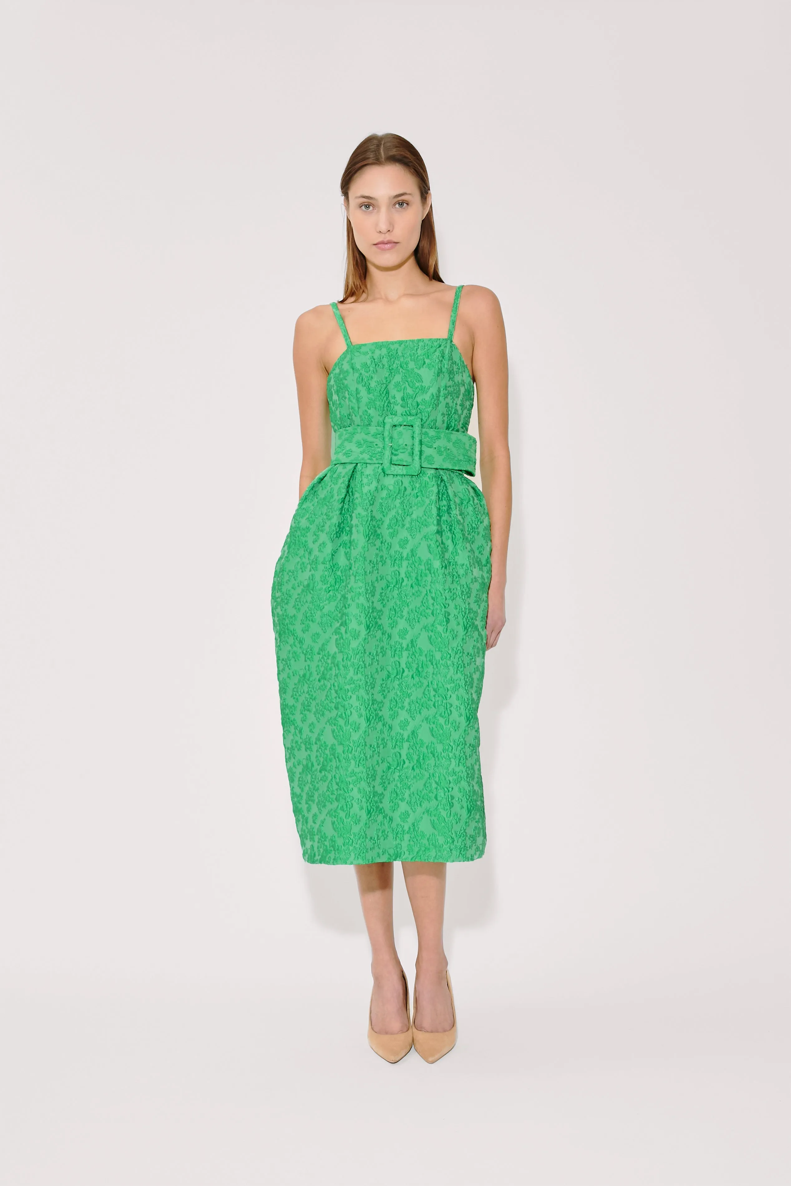 Artichoke Dress w/ Belt in Wildflower Cloque sold by Rosie Assoulin product image thumbnail 3
