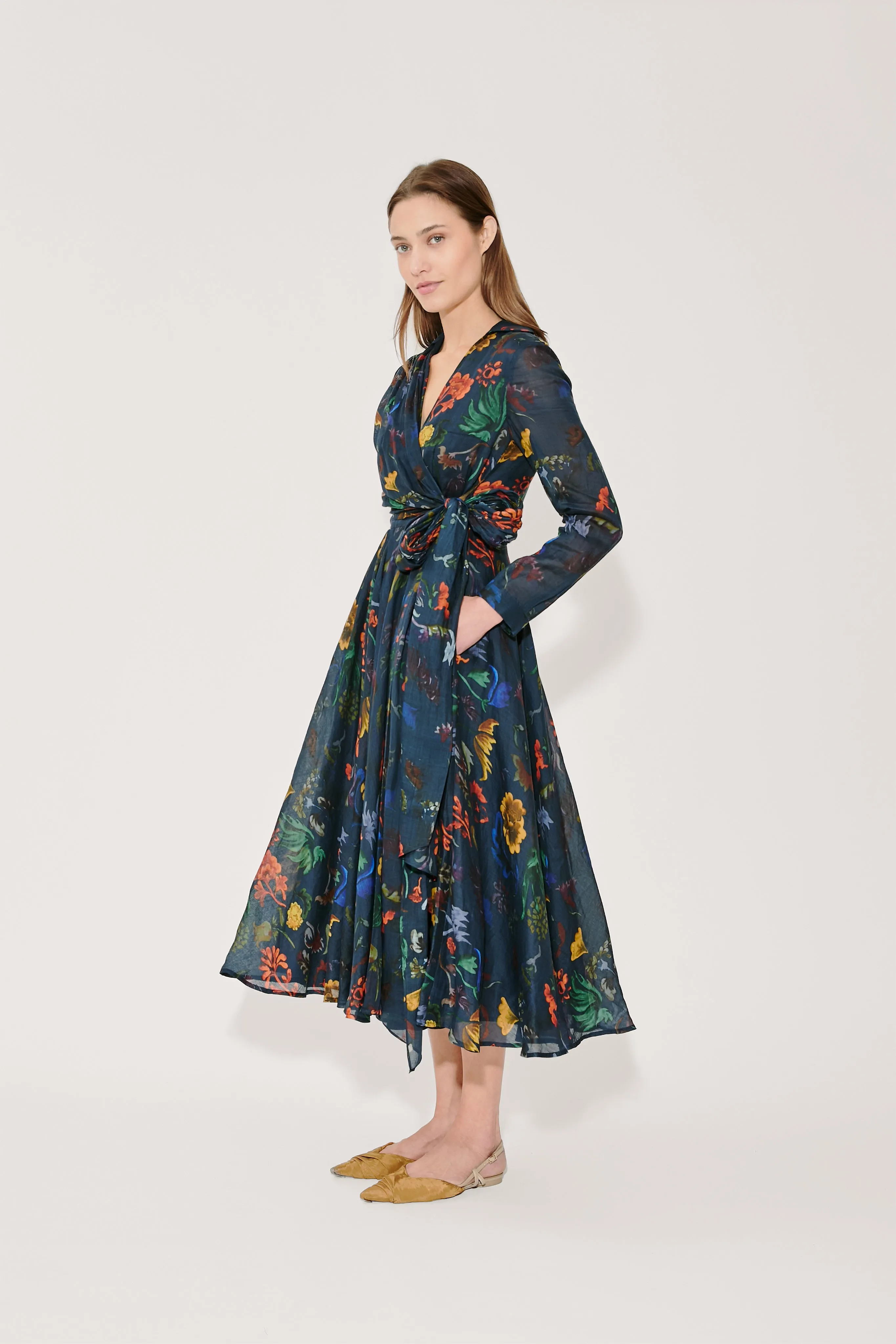 Sash Yay! Dress in Floral Printed Ramie sold by Rosie Assoulin product image thumbnail 5