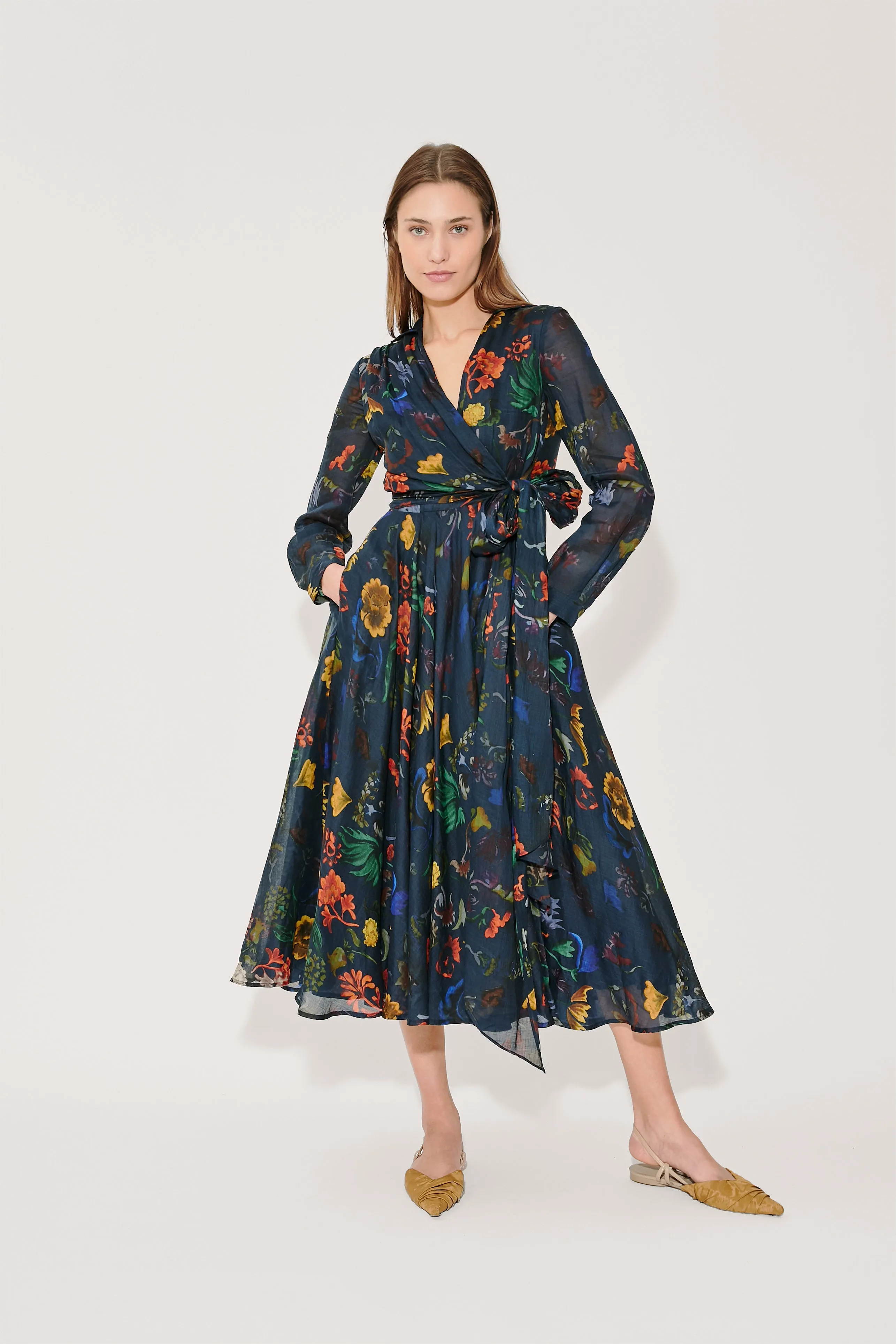 Sash Yay! Dress in Floral Printed Ramie sold by Rosie Assoulin product image thumbnail 3