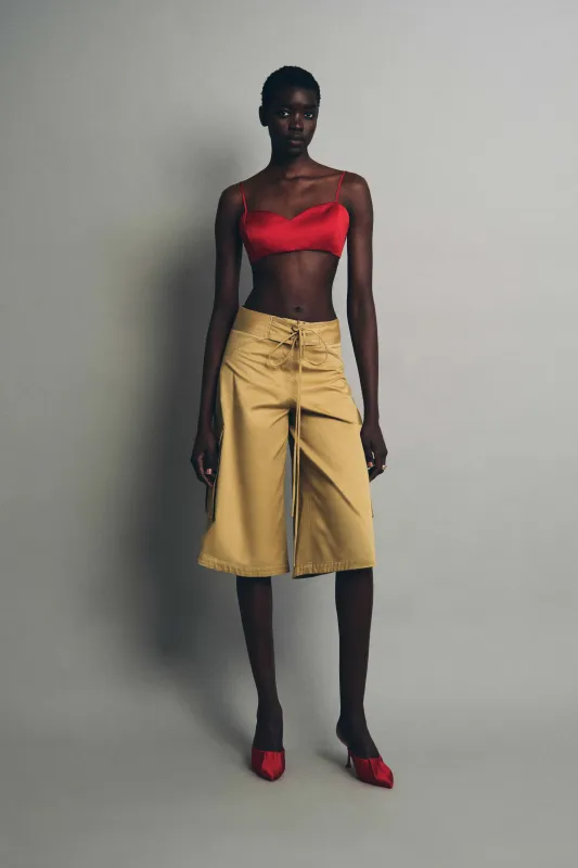 Surf Shorts in Khaki Utility made by Rosie Assoulin