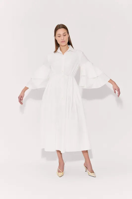 Fiesta Shirt Dress in Cotton Poplin White made by Rosie Assoulin
