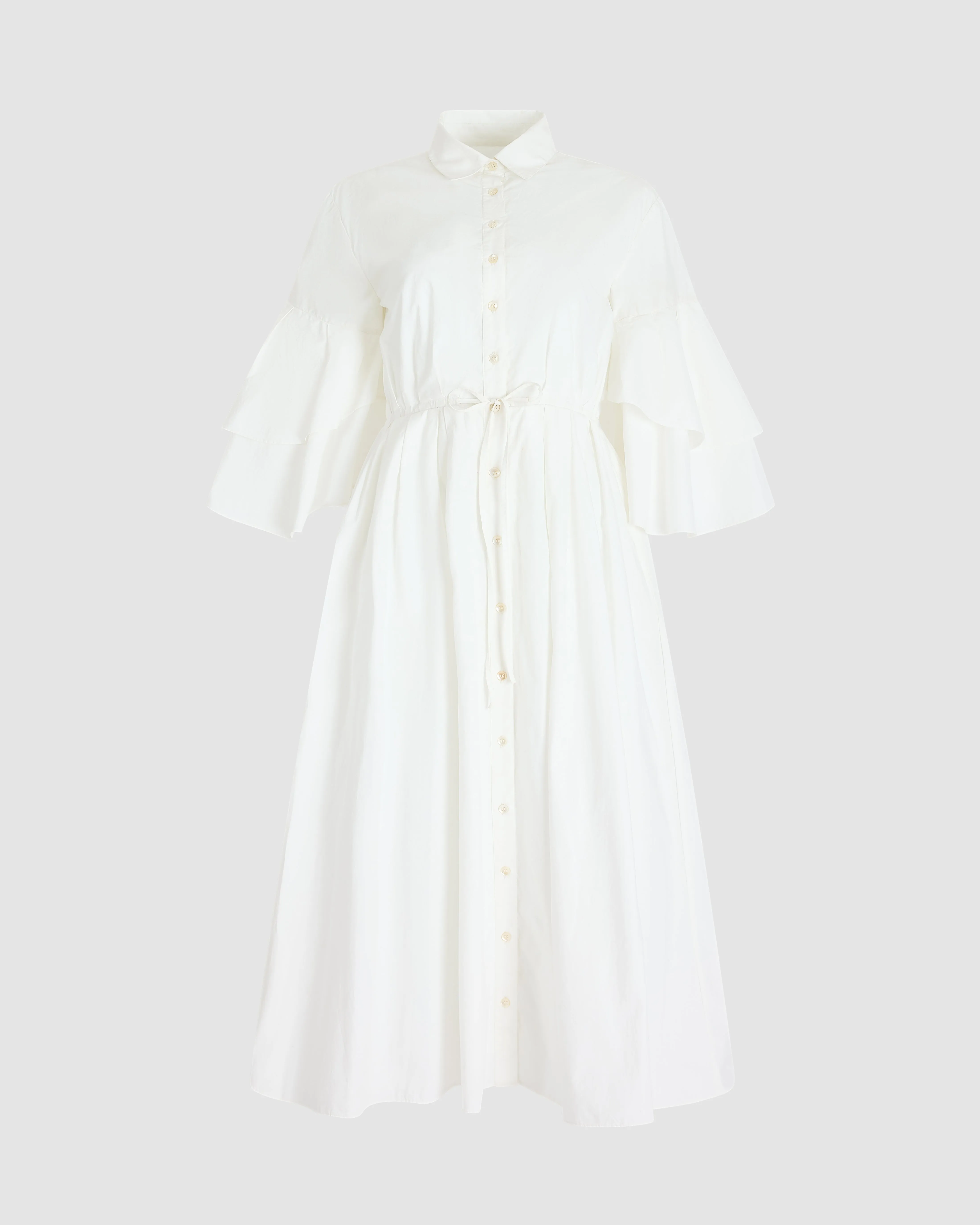 Fiesta Shirt Dress in Cotton Poplin White sold by Rosie Assoulin product image thumbnail 2