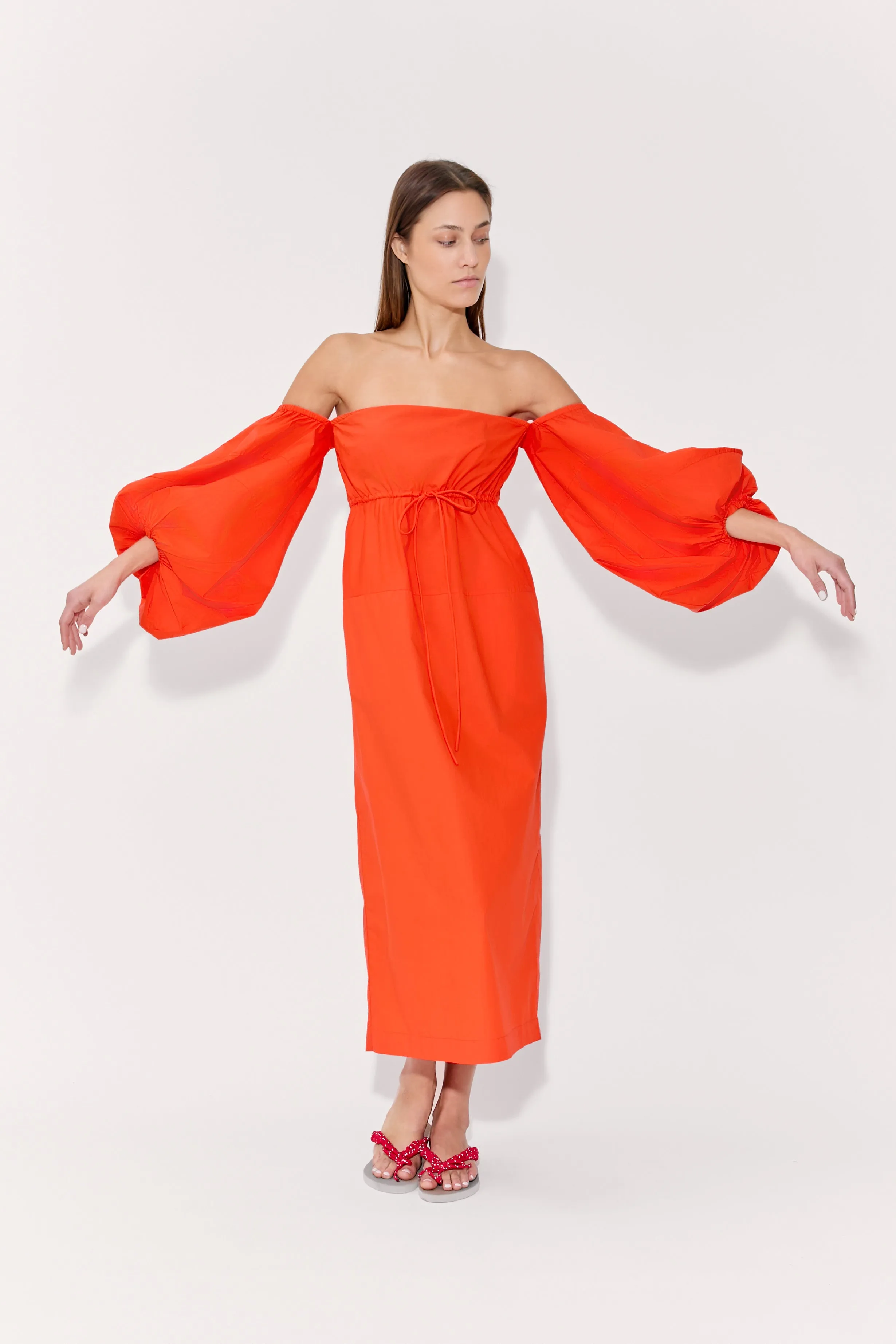 Balloon Sleeve Dress in Cotton Poplin sold by Rosie Assoulin