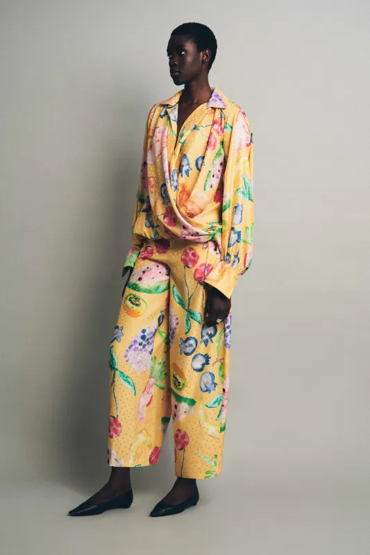 Drawstring Top in Fruit Silk Jacquard made by Rosie Assoulin