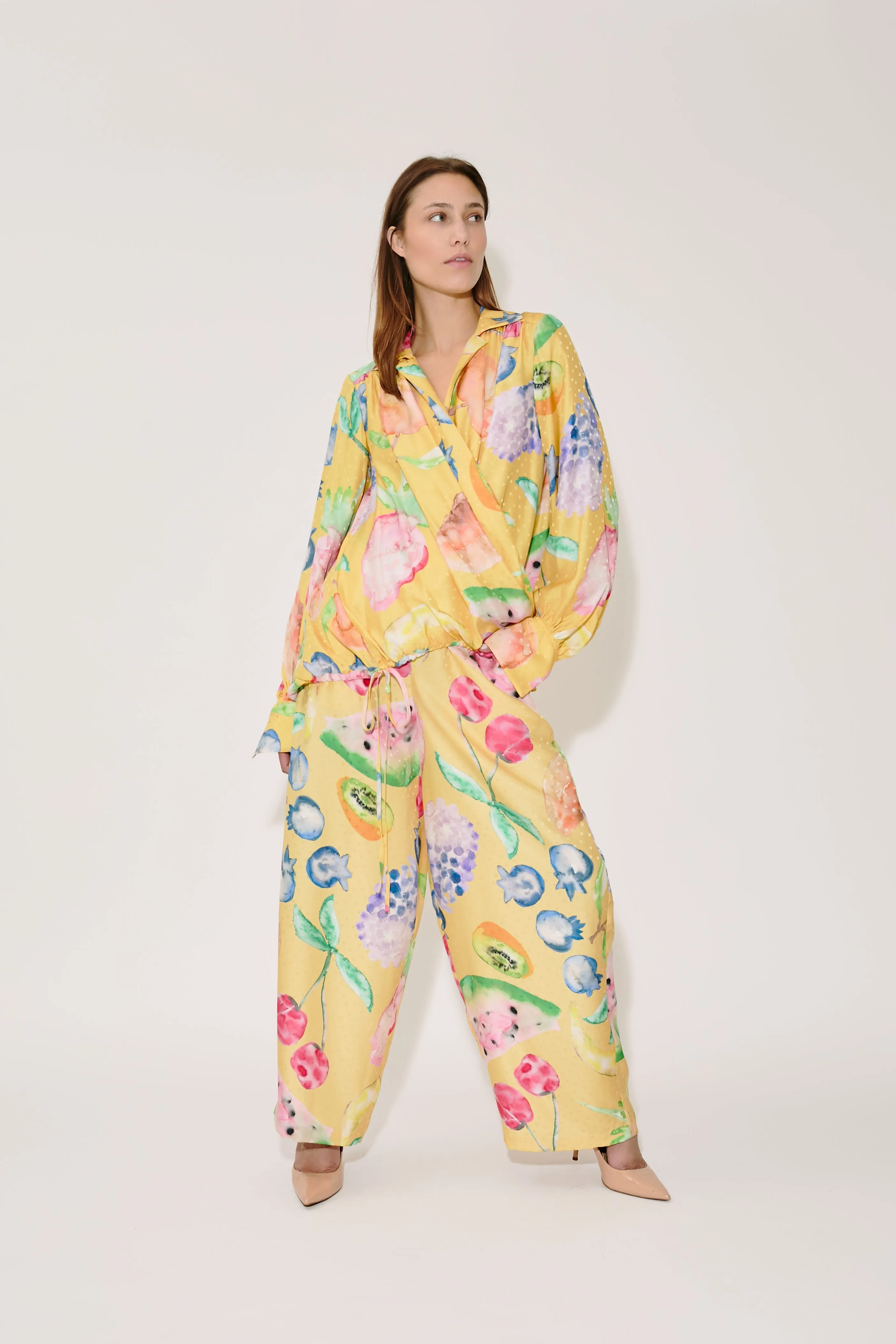 Drawstring Top in Fruit Silk Jacquard sold by Rosie Assoulin product image thumbnail 4