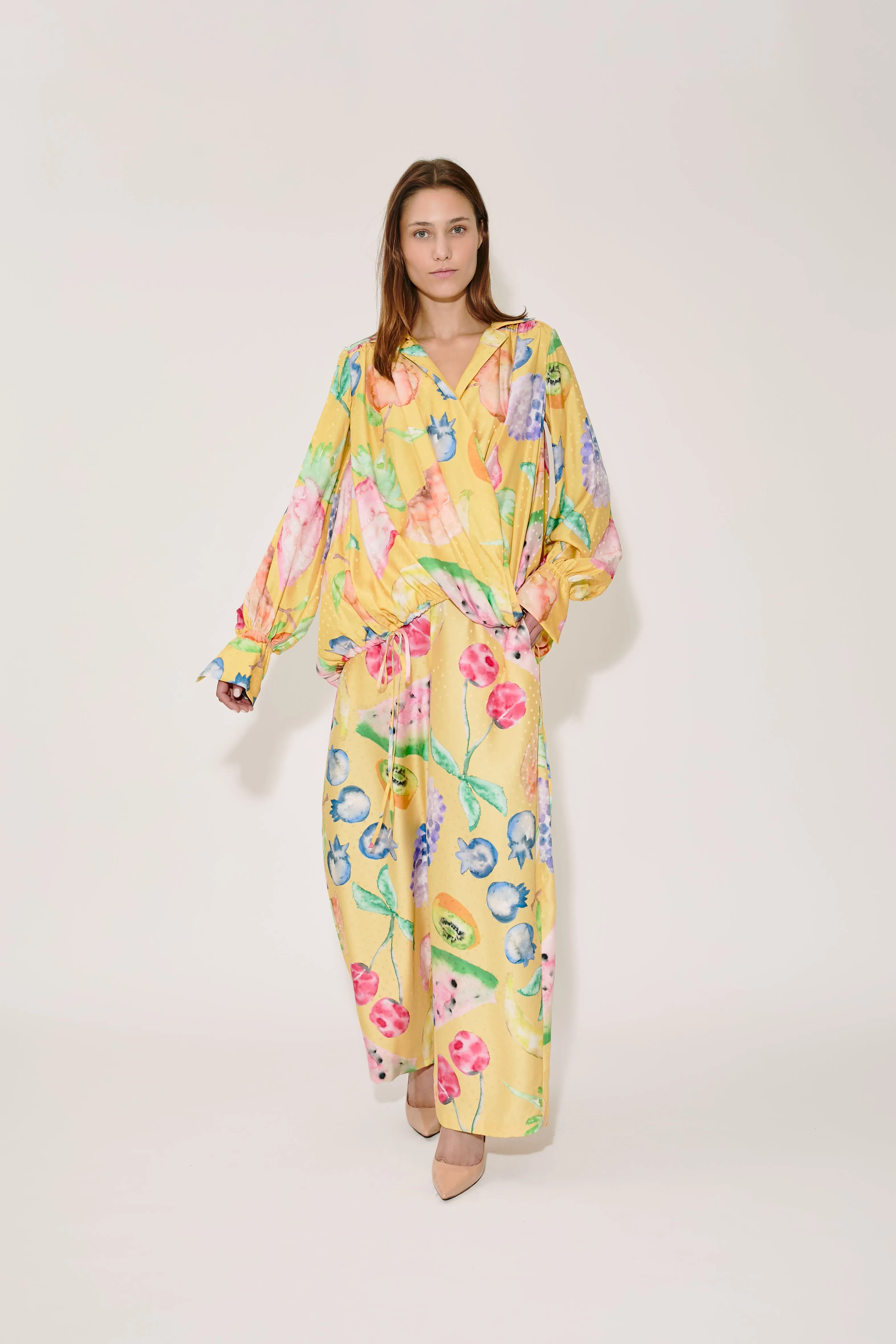 Drawstring Top in Fruit Silk Jacquard sold by Rosie Assoulin product image thumbnail 3