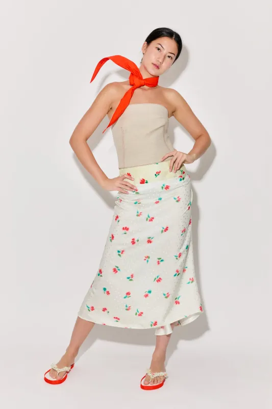 Bustle Midi Skirt in Tulip Jacquard sold by Rosie Assoulin