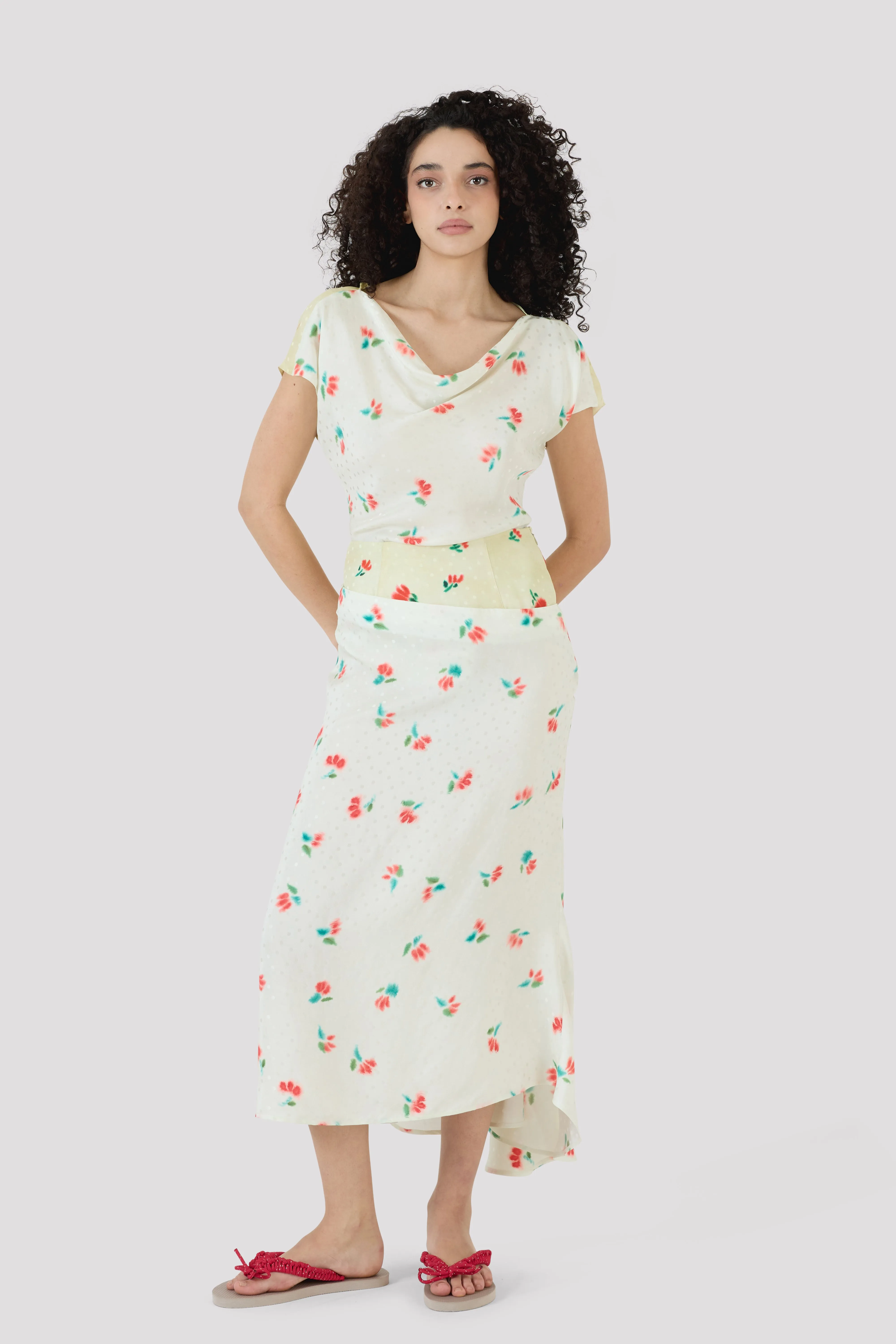 Bustle Midi Skirt in Tulip Jacquard sold by Rosie Assoulin product image thumbnail 3