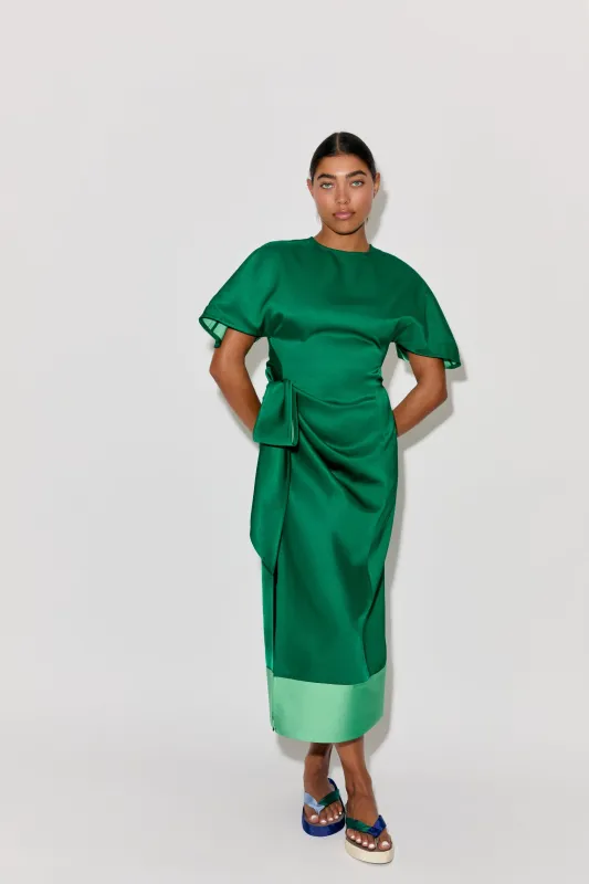 Sash & Slit Dress in Double Faced Satin made by Rosie Assoulin