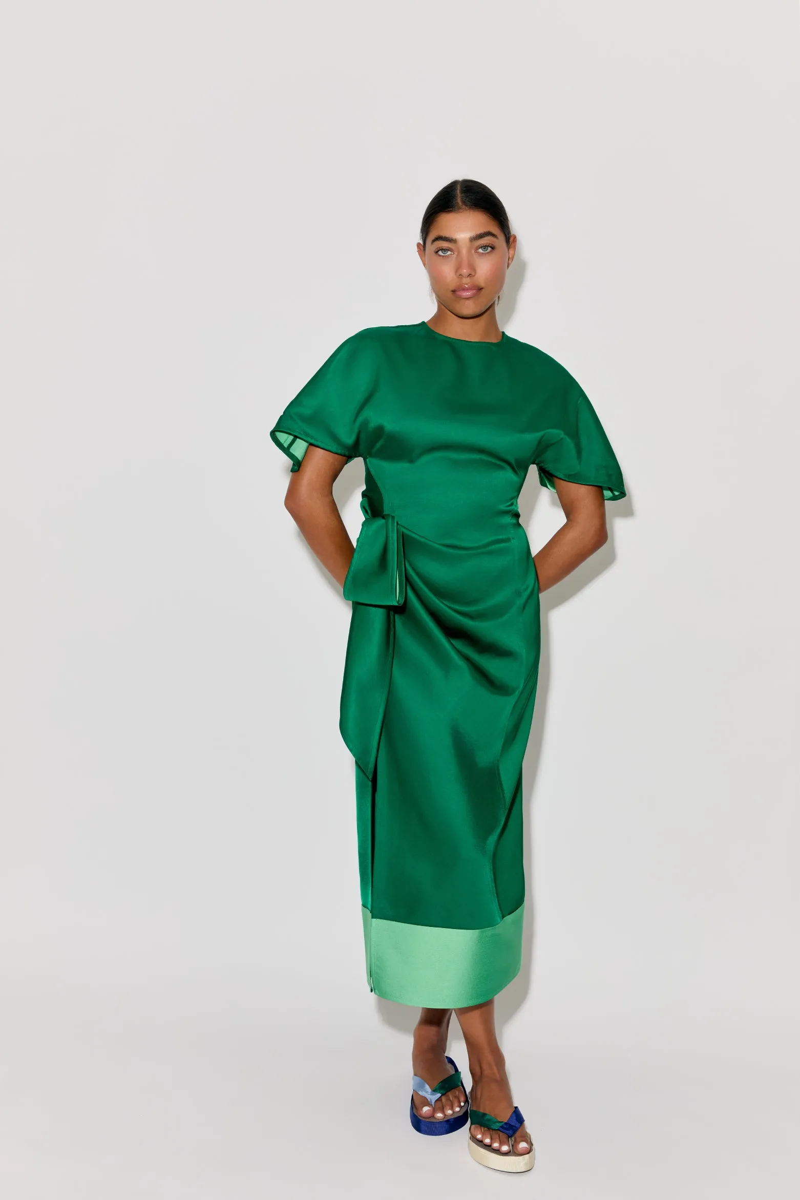 Sash & Slit Dress in Double Faced Satin sold by Rosie Assoulin