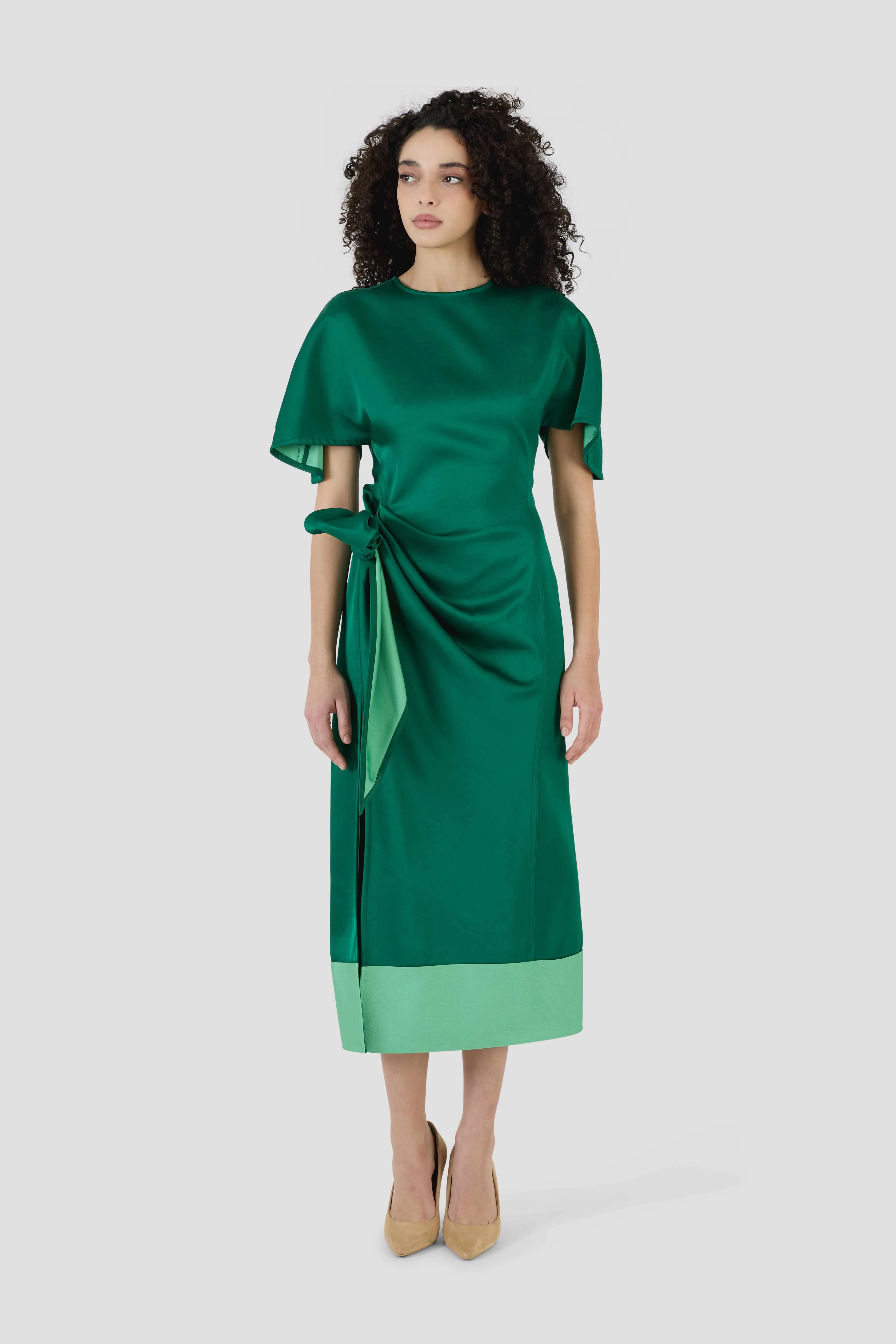 Sash & Slit Dress in Double Faced Satin sold by Rosie Assoulin product image thumbnail 4