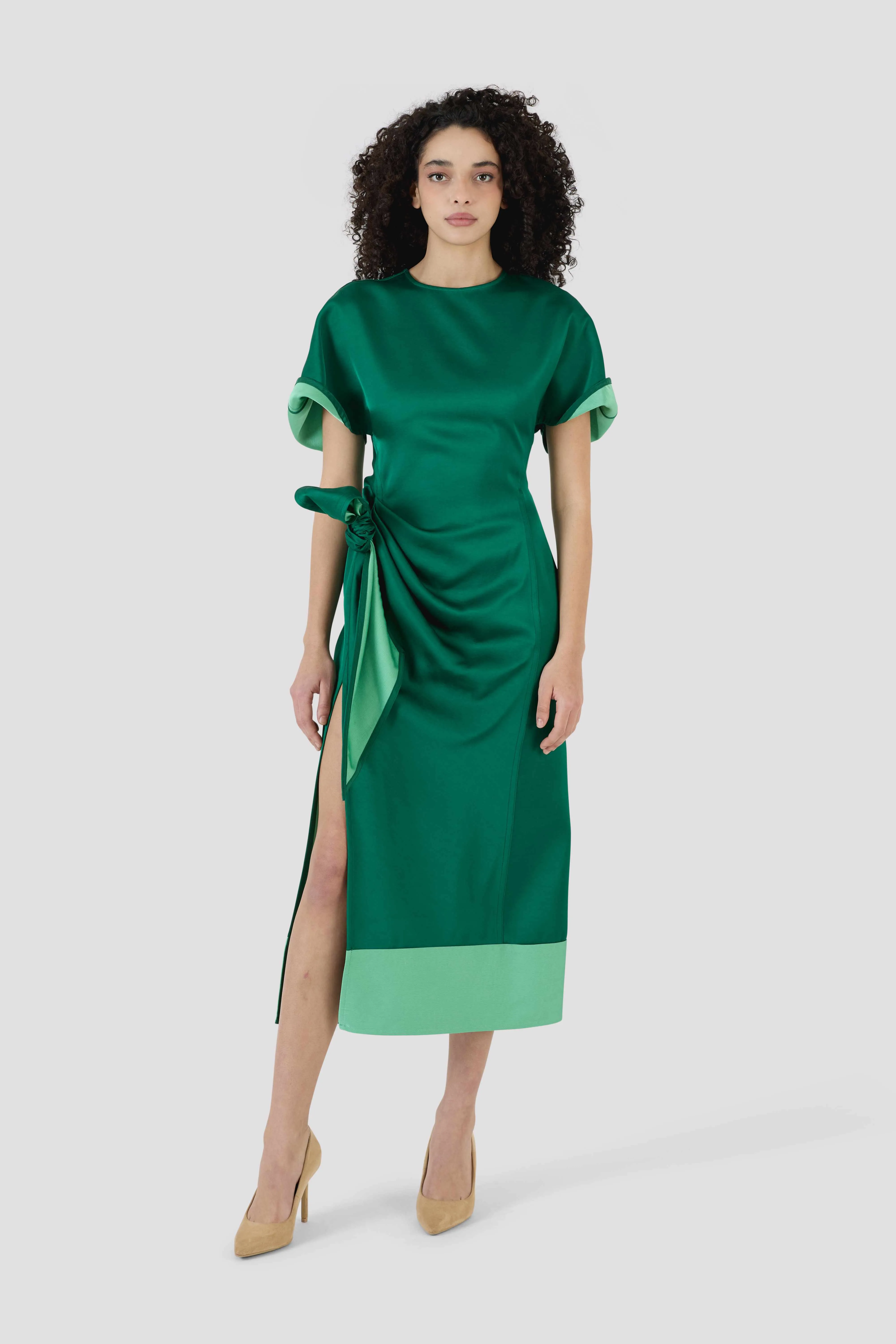 Sash & Slit Dress in Double Faced Satin sold by Rosie Assoulin product image thumbnail 5