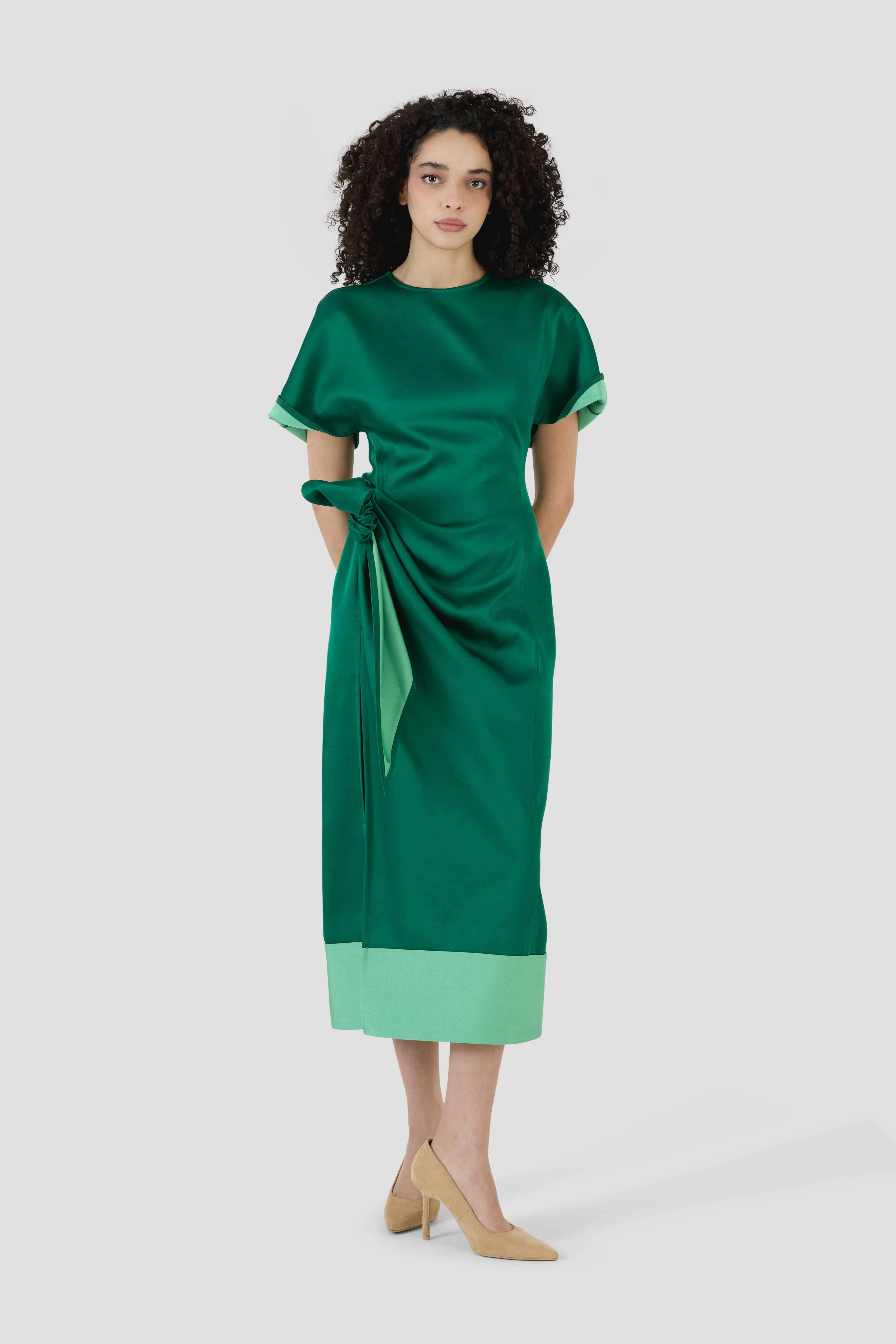 Sash & Slit Dress in Double Faced Satin sold by Rosie Assoulin product image thumbnail 3