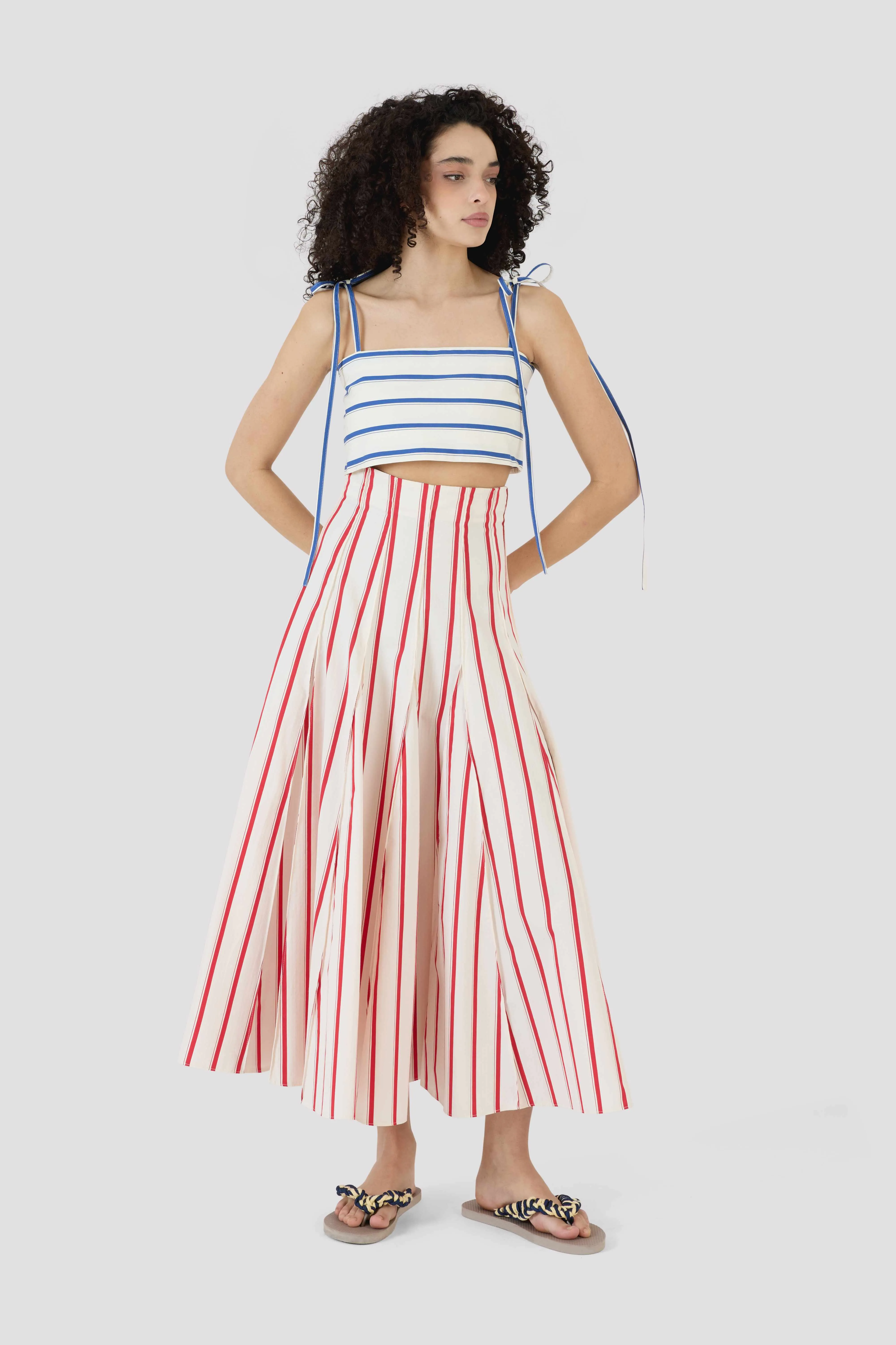 Tie Easy Bandeau in Coastal Stripe Cotton sold by Rosie Assoulin product image thumbnail 3