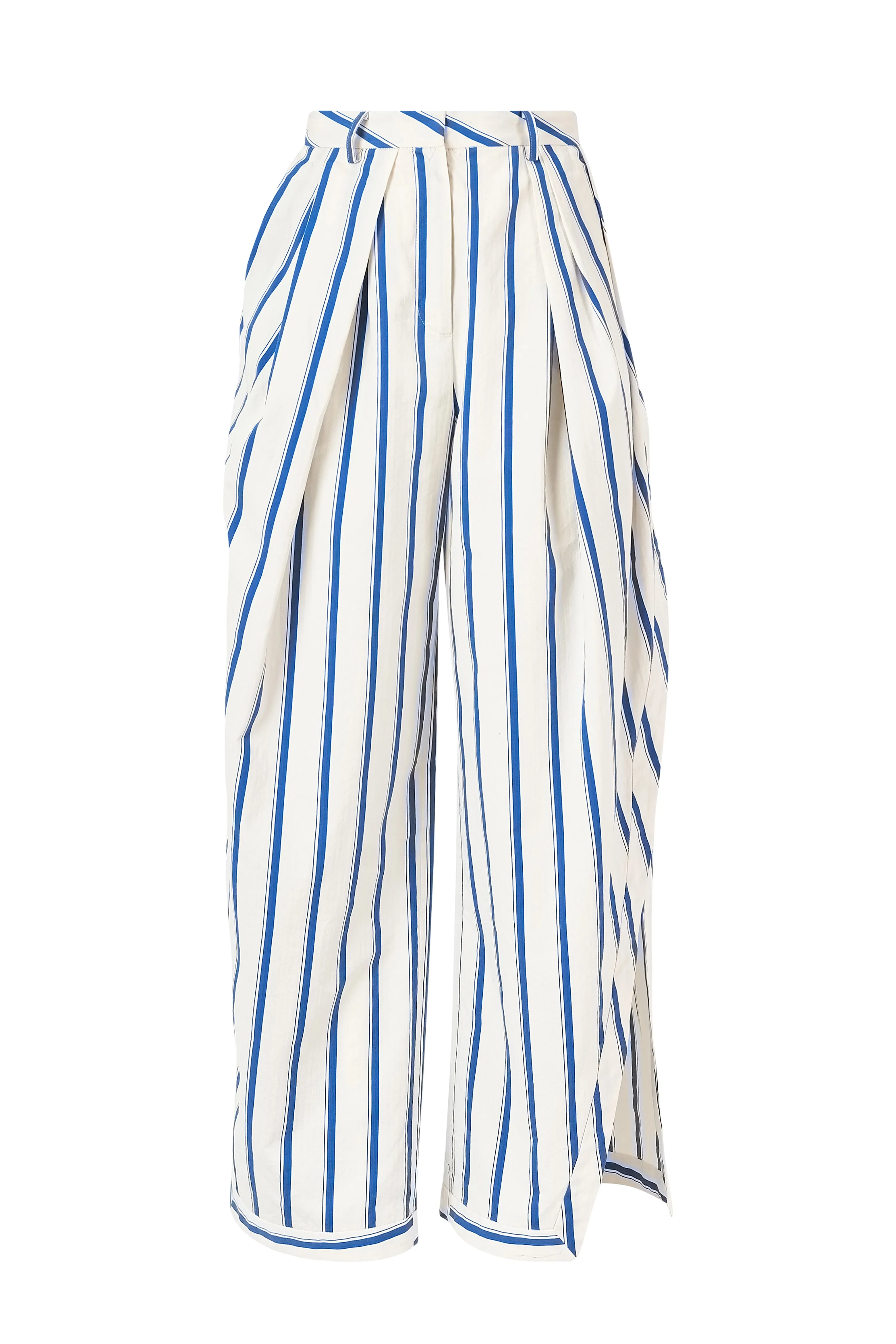 Pleated Asymmetrical Pant in Coastal Stripe Cotton sold by Rosie Assoulin product image thumbnail 2