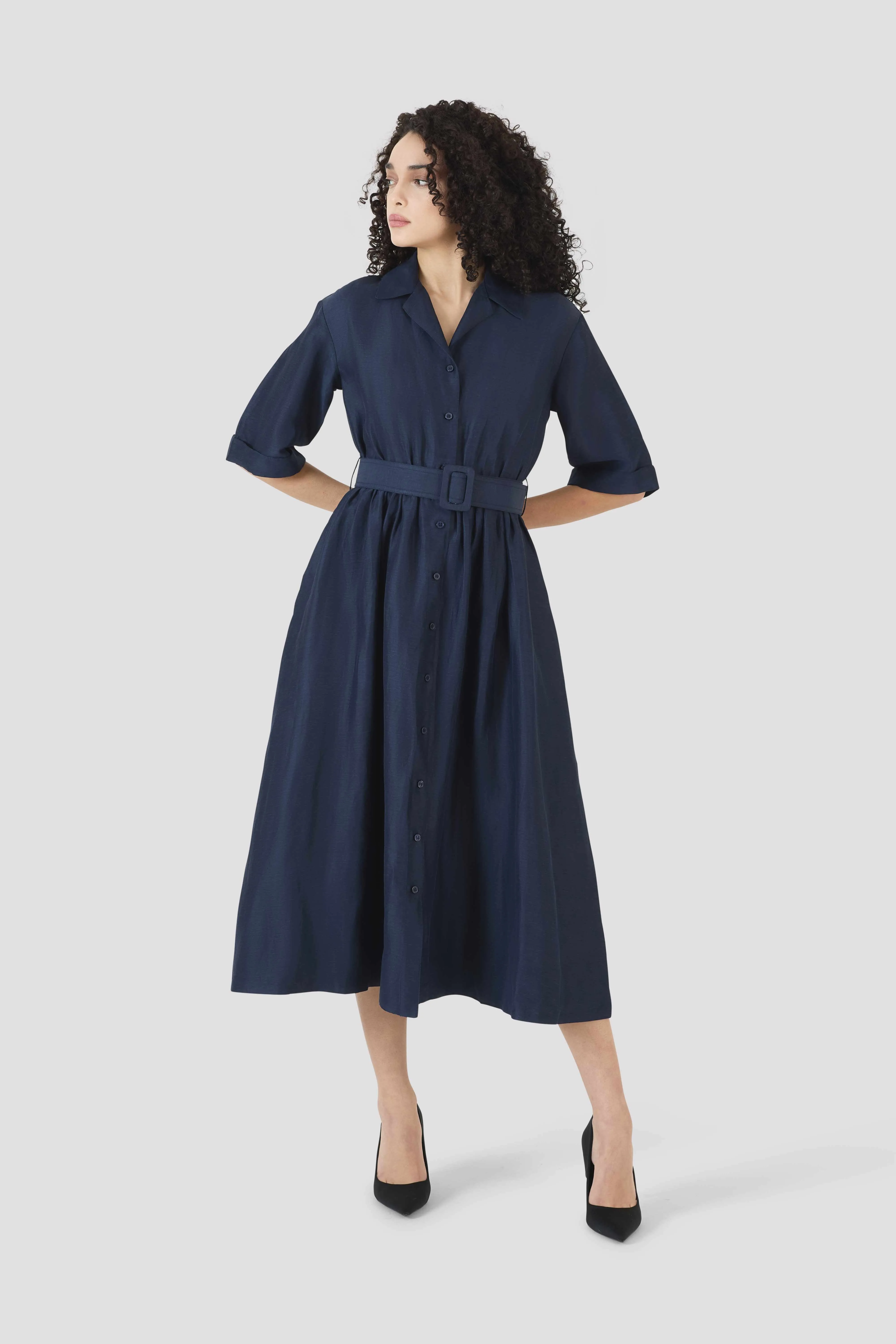 Jane Shirt Dress in Linen Viscose sold by Rosie Assoulin product image thumbnail 4