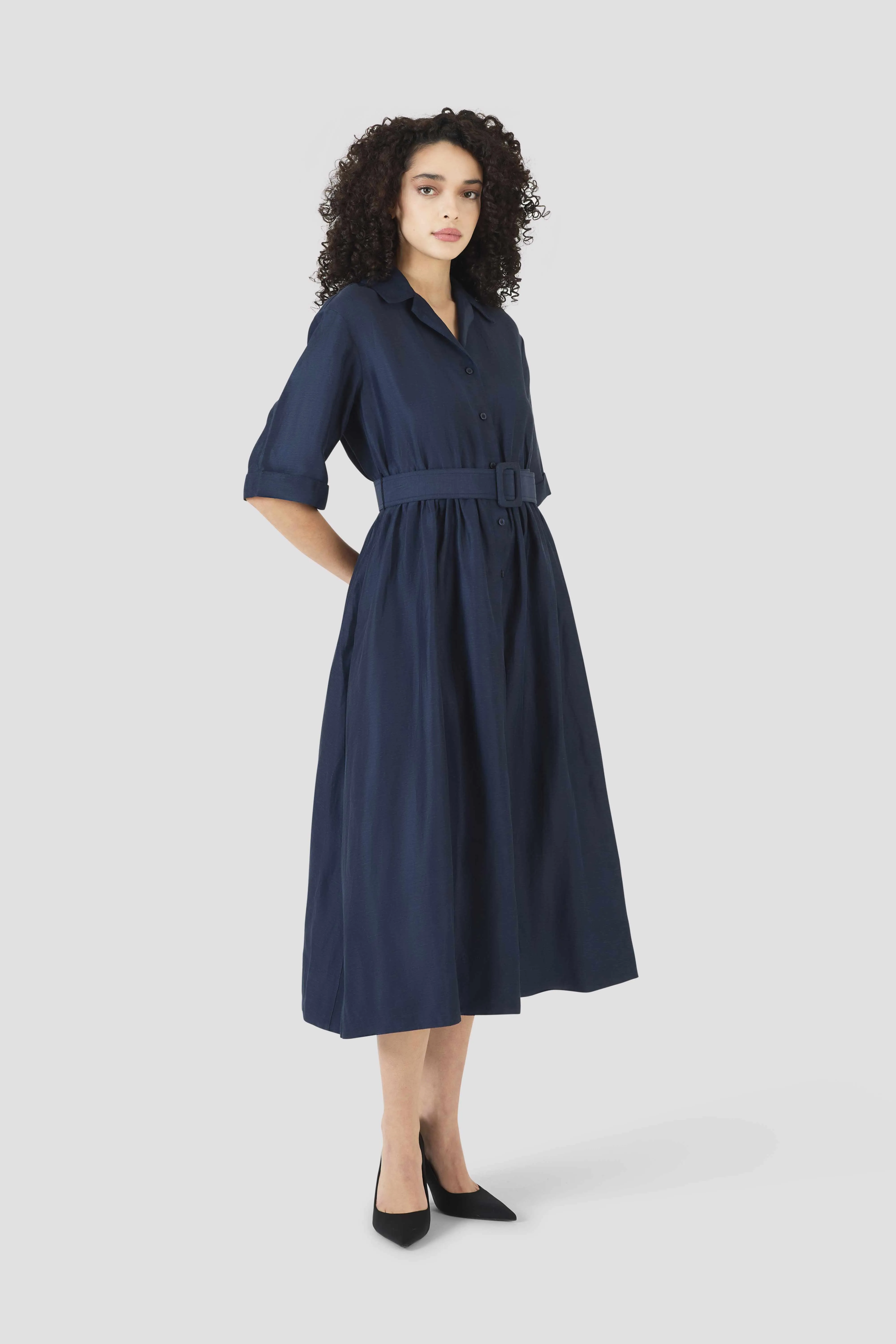 Jane Shirt Dress in Linen Viscose sold by Rosie Assoulin product image thumbnail 5