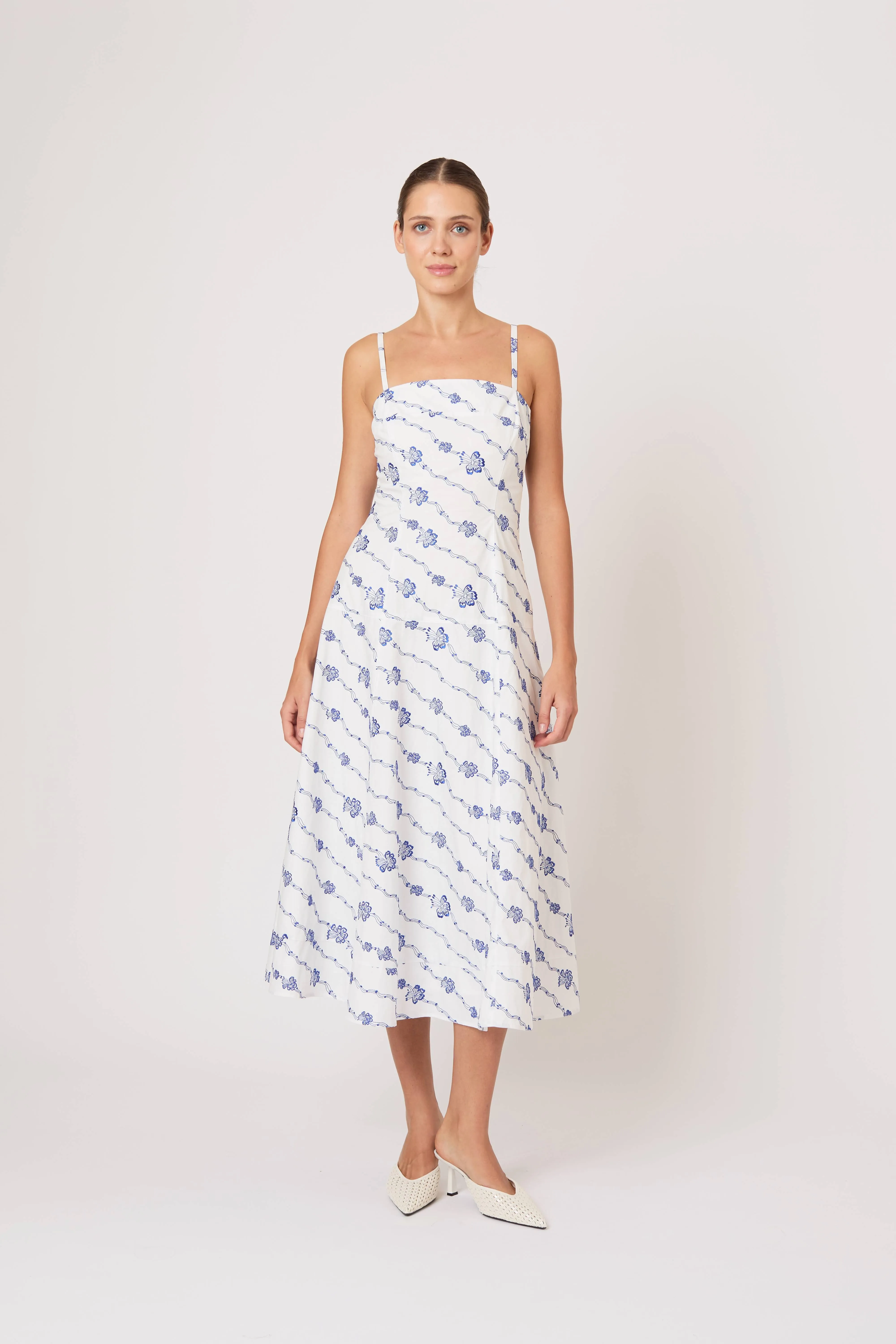 Drop Me a Note Dress in Winding Vines Embroidered Poplin sold by Rosie Assoulin
