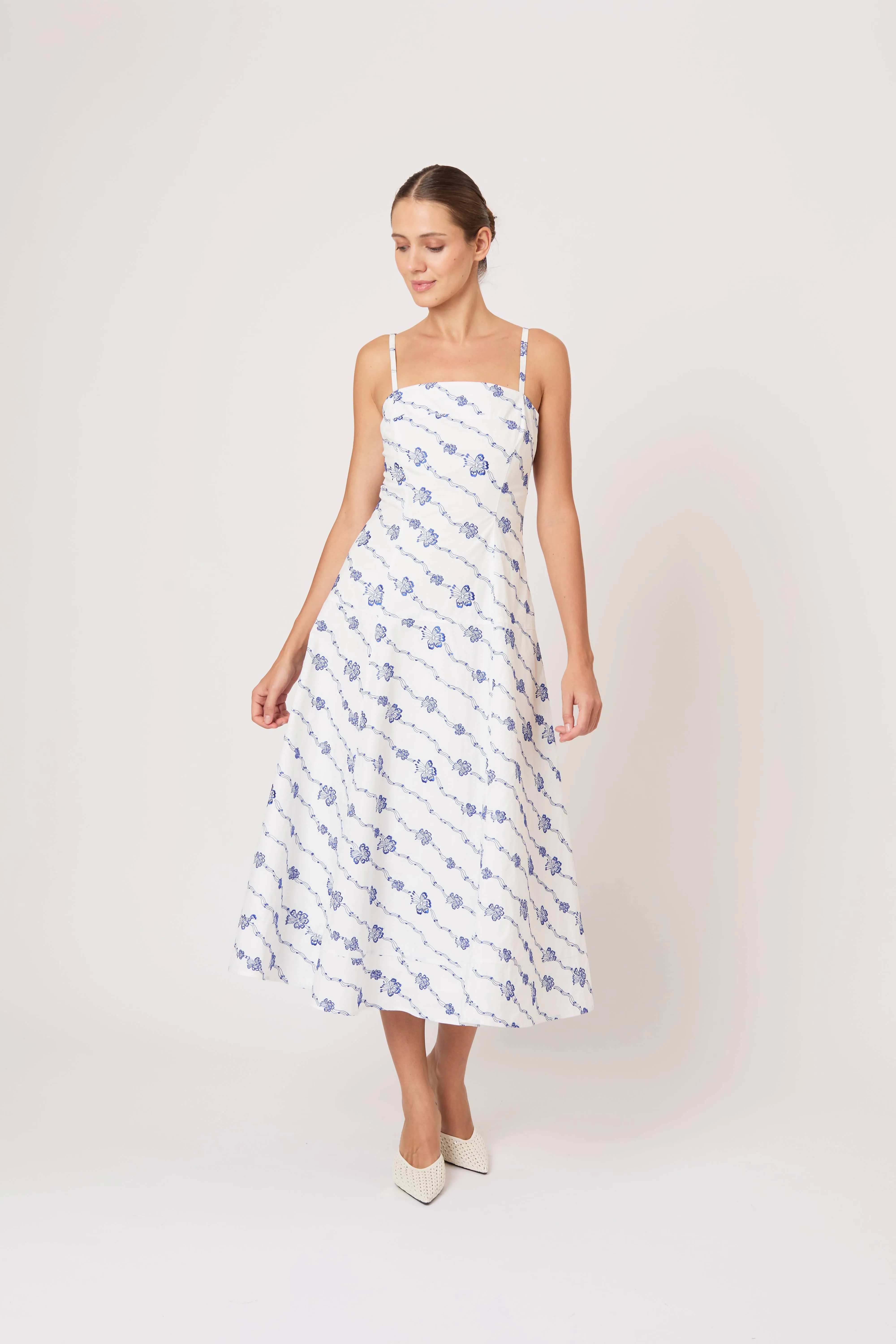 Drop Me a Note Dress in Winding Vines Embroidered Poplin sold by Rosie Assoulin product image thumbnail 4