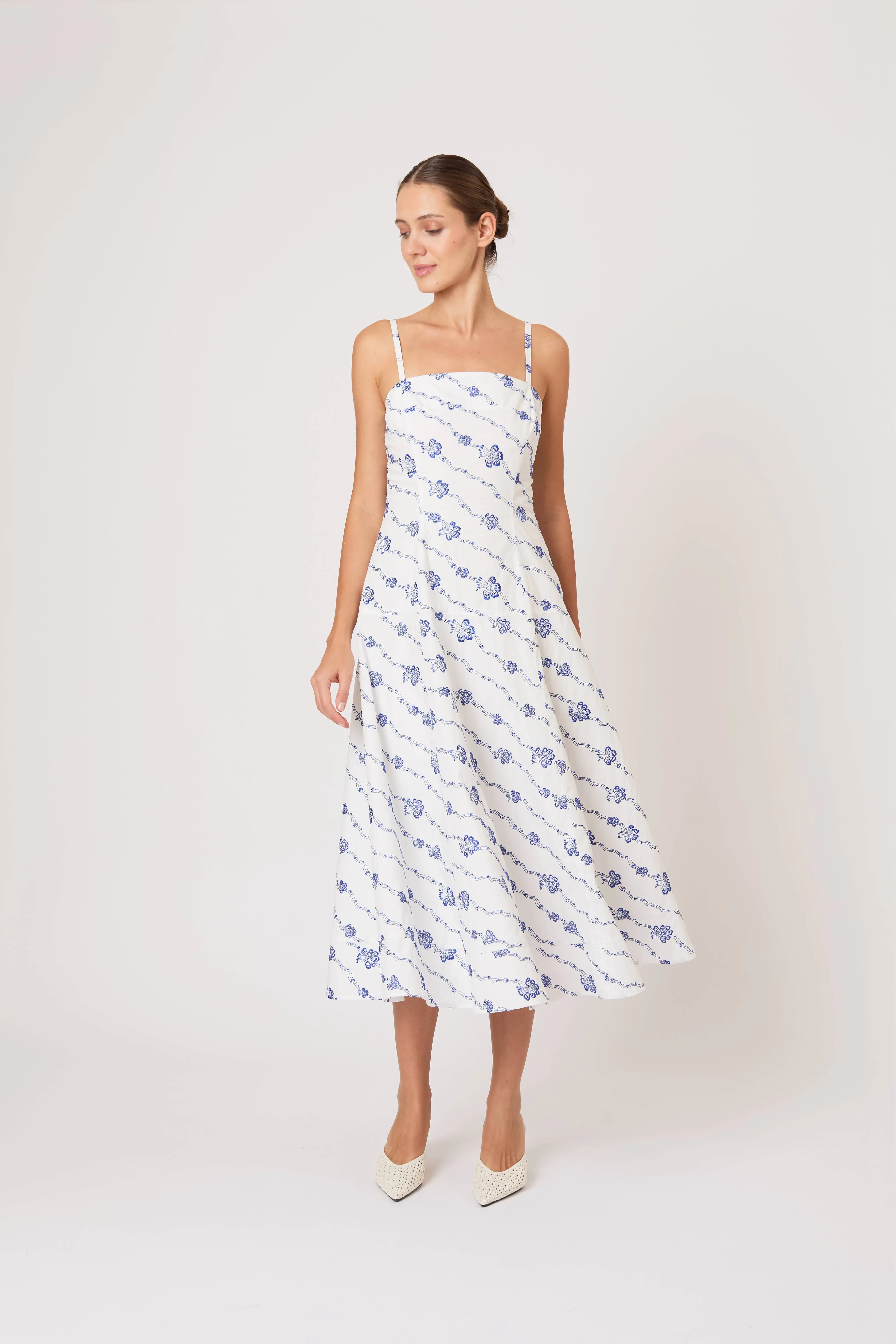 Drop Me a Note Dress in Winding Vines Embroidered Poplin sold by Rosie Assoulin product image thumbnail 5