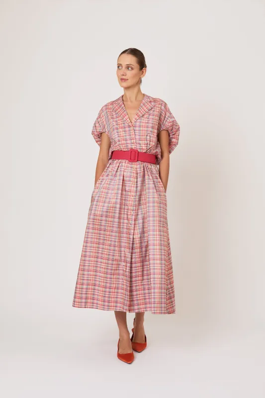 Wind at Your Back Dress in Ombre Plaid Silk Taffeta made by Rosie Assoulin