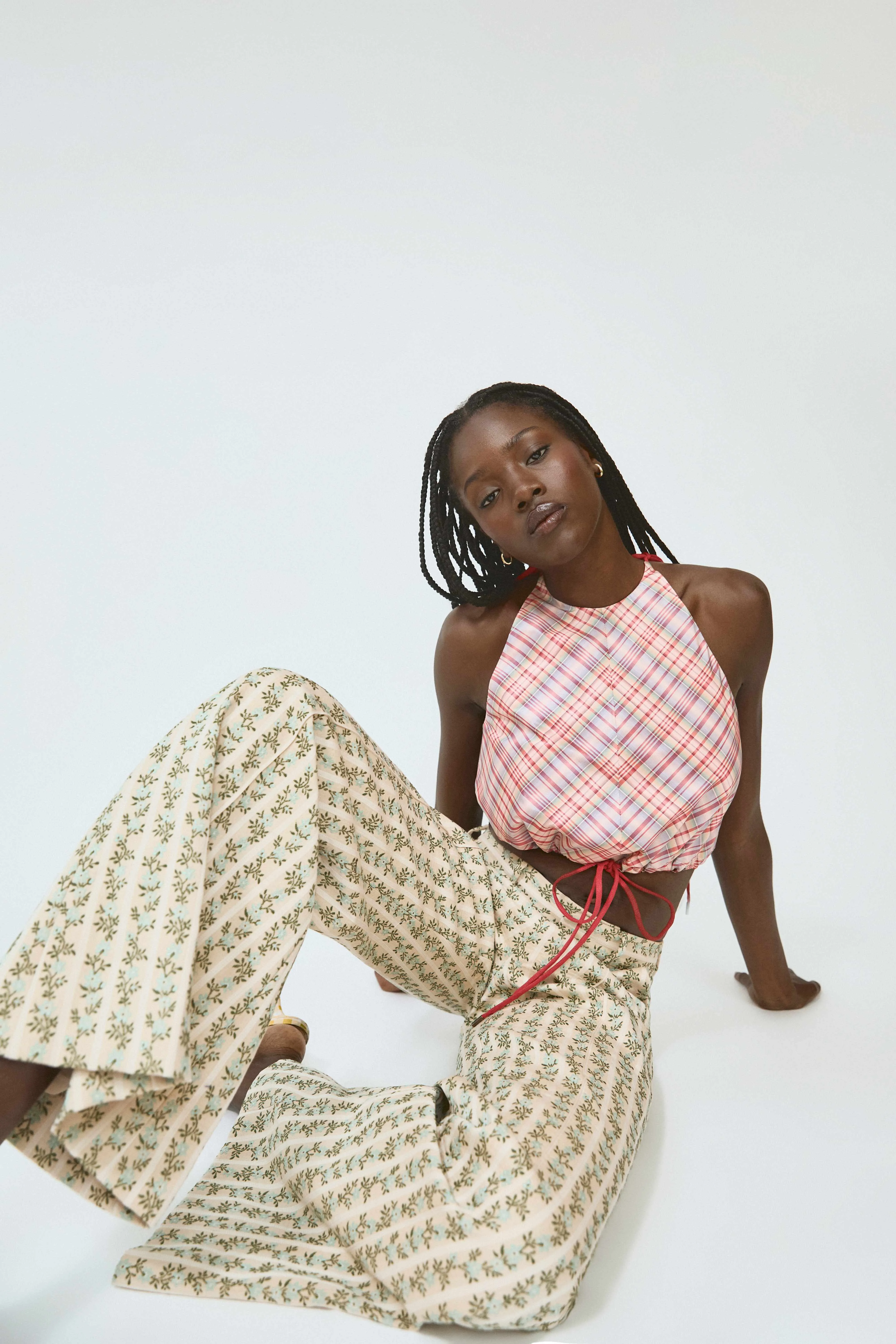 Draw Me Closer Top in Ombre Plaid Silk Taffeta sold by Rosie Assoulin