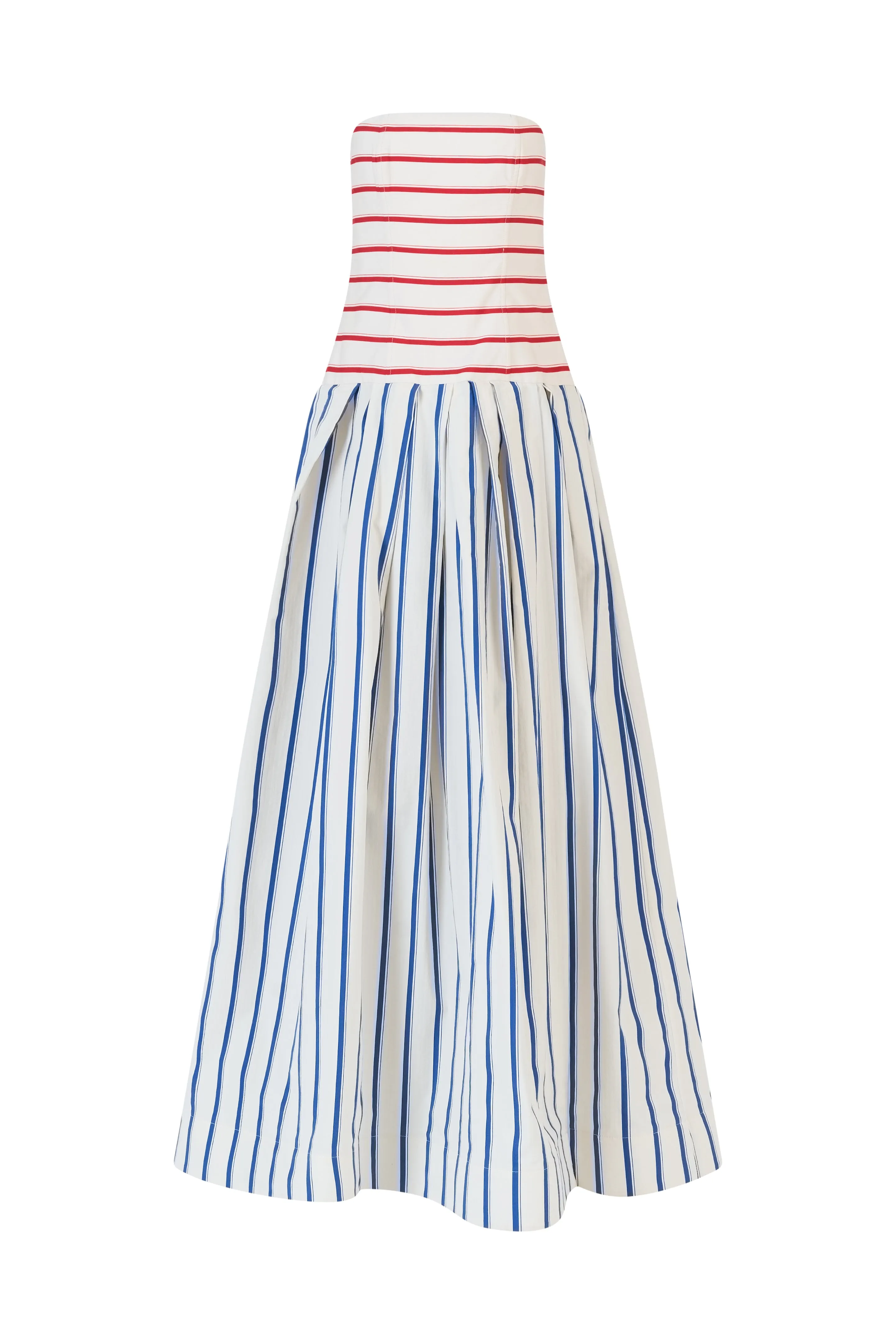 Strapless Drop Waist Gown in Coastal Stripe Cotton sold by Rosie Assoulin product image thumbnail 2