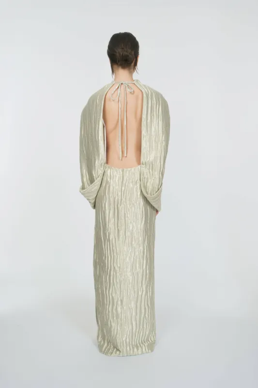 A La Mode Gown in Wavy Lame made by Rosie Assoulin