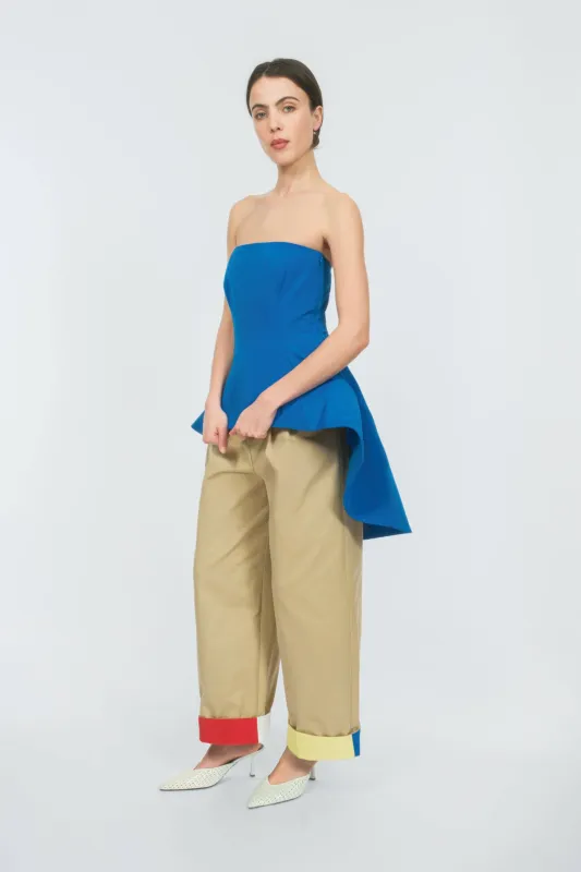 Tilt-A-Whirl Top in Cotton Grosgrain Cobalt made by Rosie Assoulin