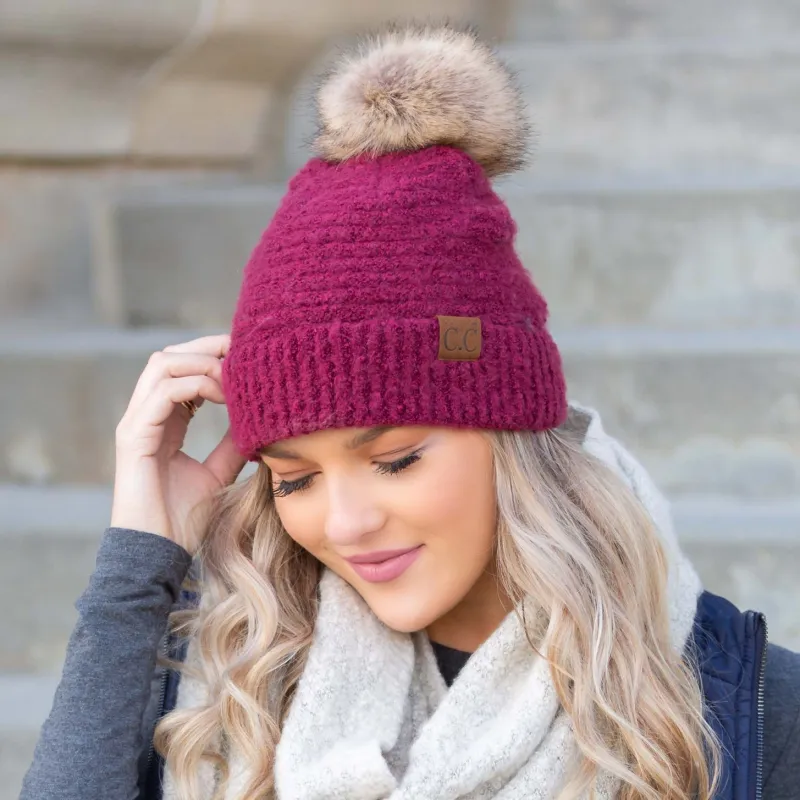 C.C® Ultra Soft Fur Pom Beanie sold by Allis Corner
