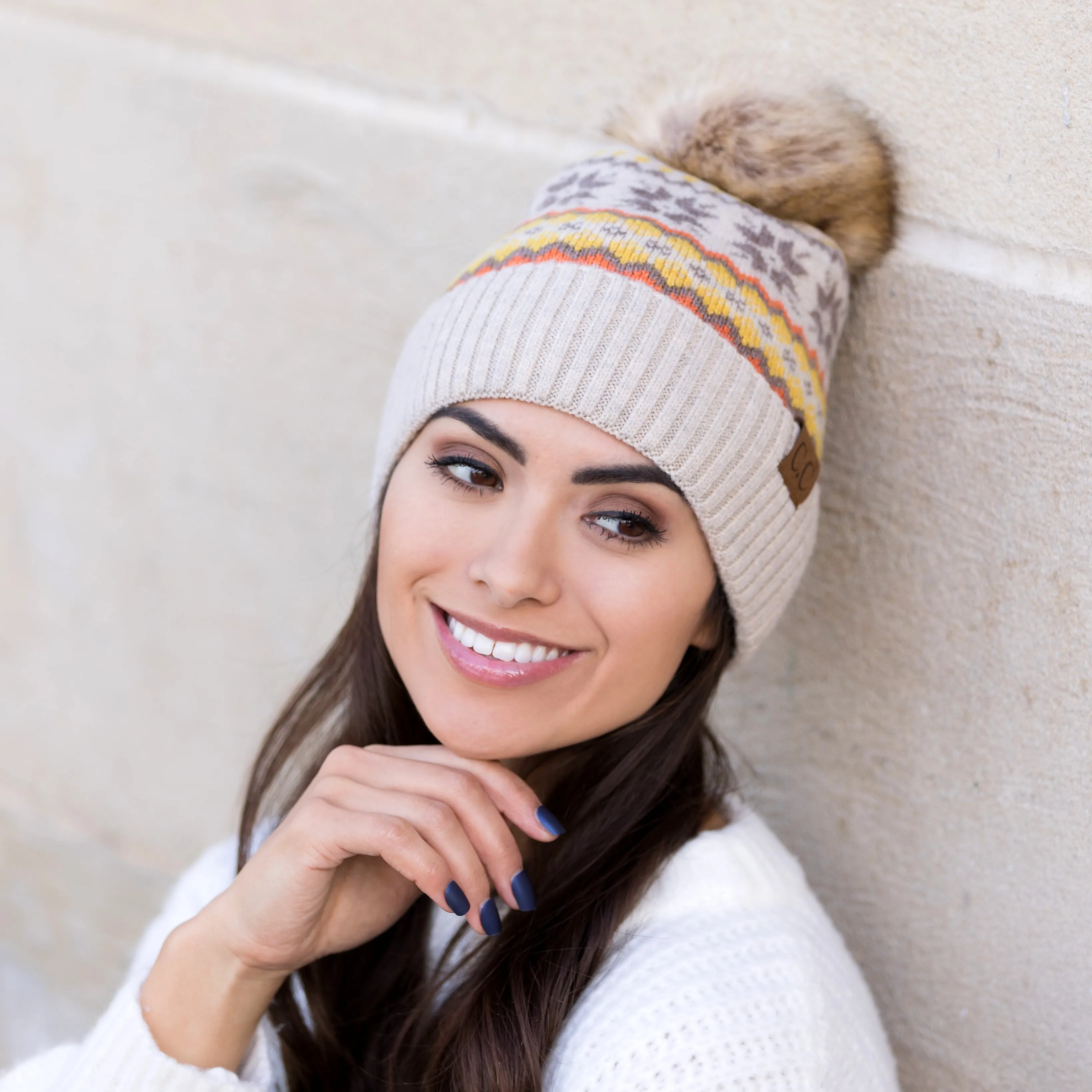 C.C® Nordic Fair Isle Pom Beanie Hat sold by Allis Corner product image thumbnail 4