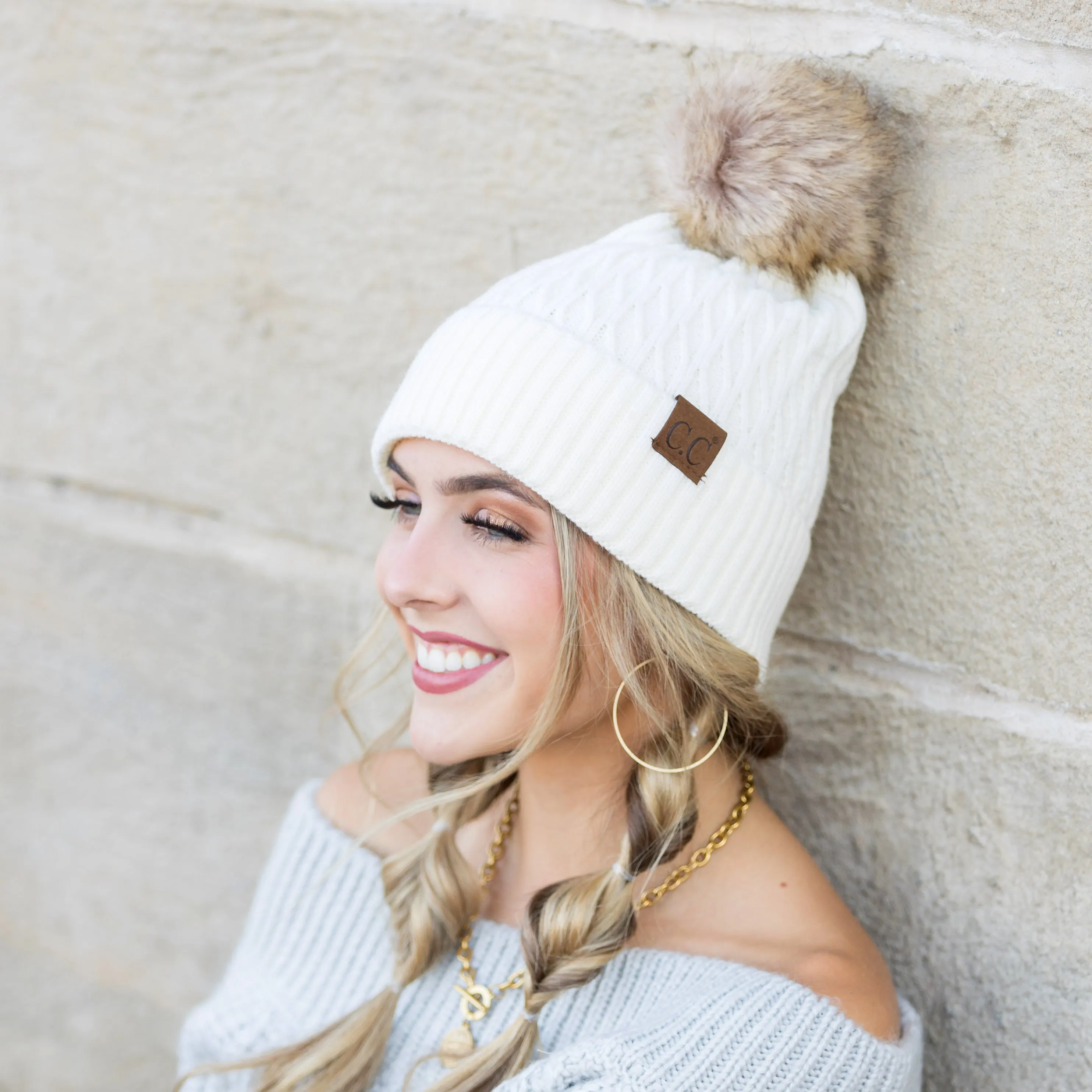 C.C® Honeycomb Pom Beanie sold by Allis Corner product image thumbnail 4