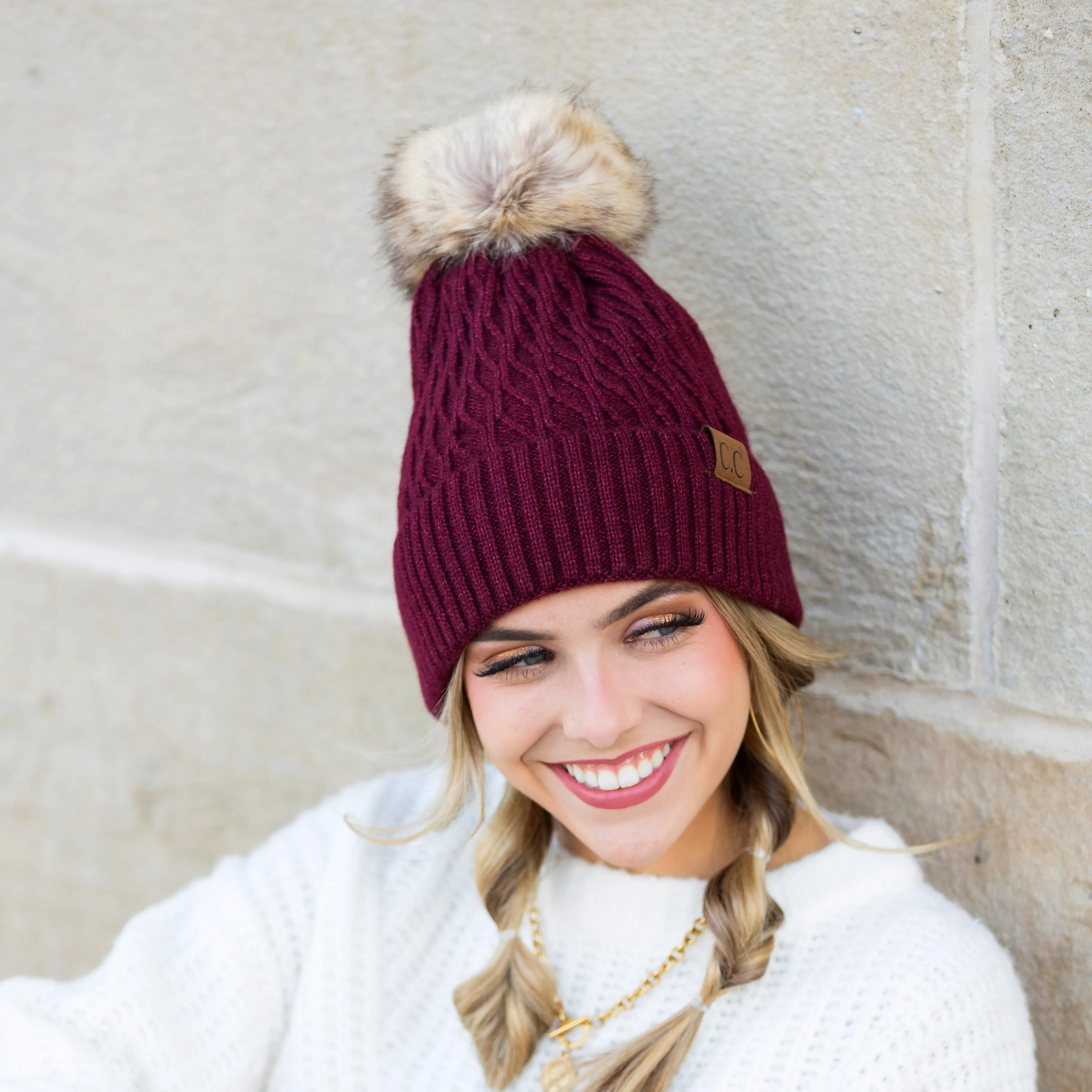 C.C® Honeycomb Pom Beanie sold by Allis Corner product image thumbnail 2